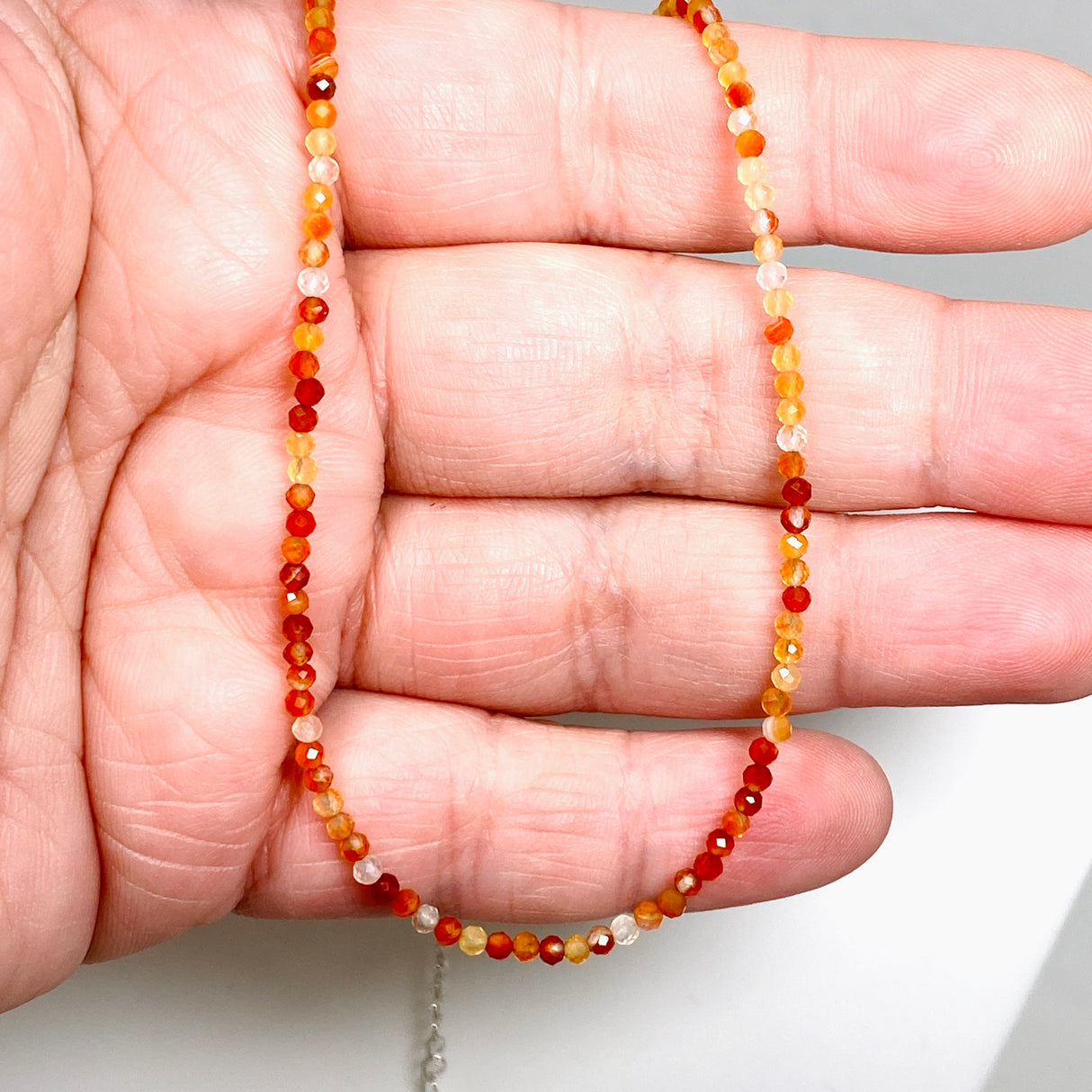 Micro Bead Necklace - Carnelian 
2.5mm