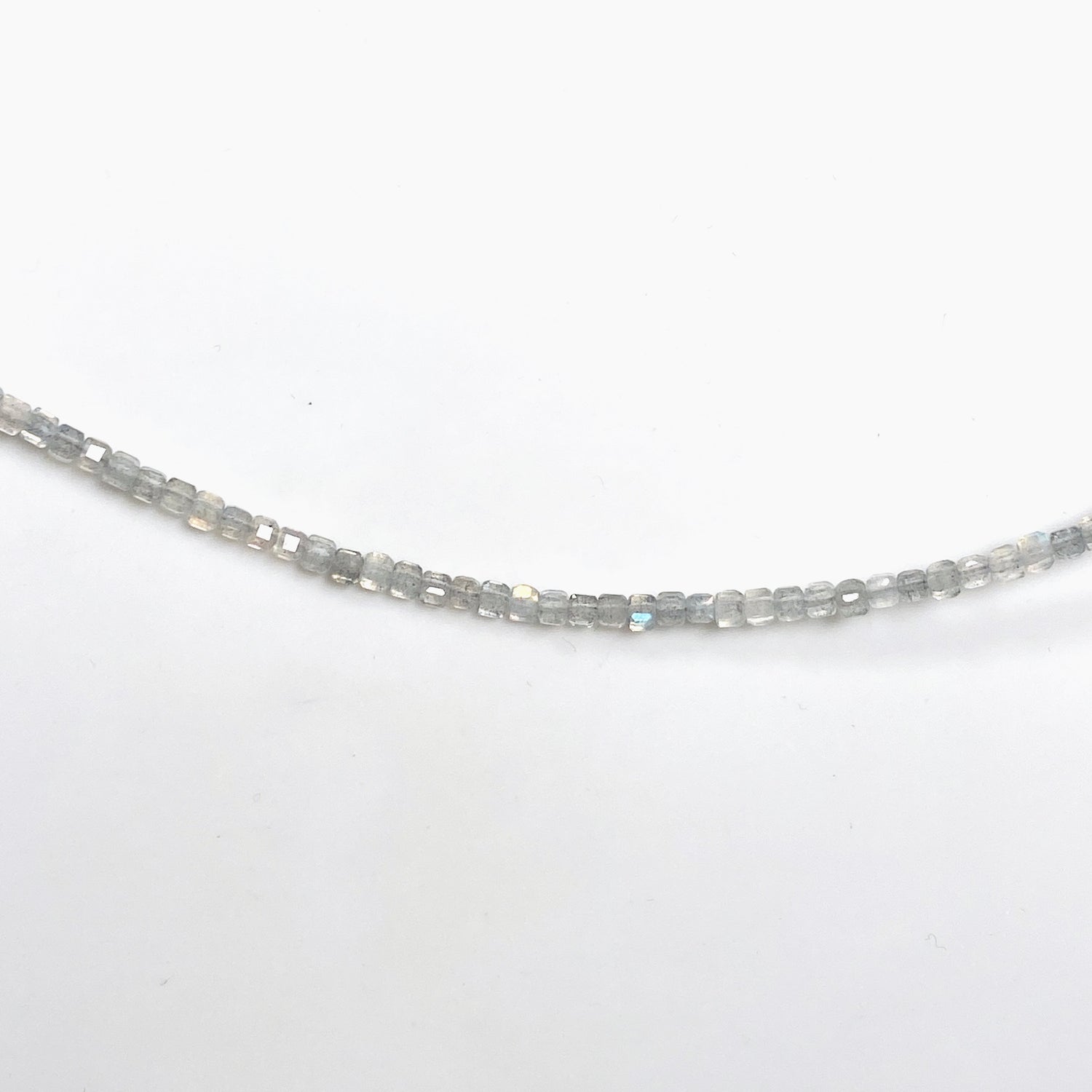 Micro Bead Necklace - Labradorite - Square Beads 2mm