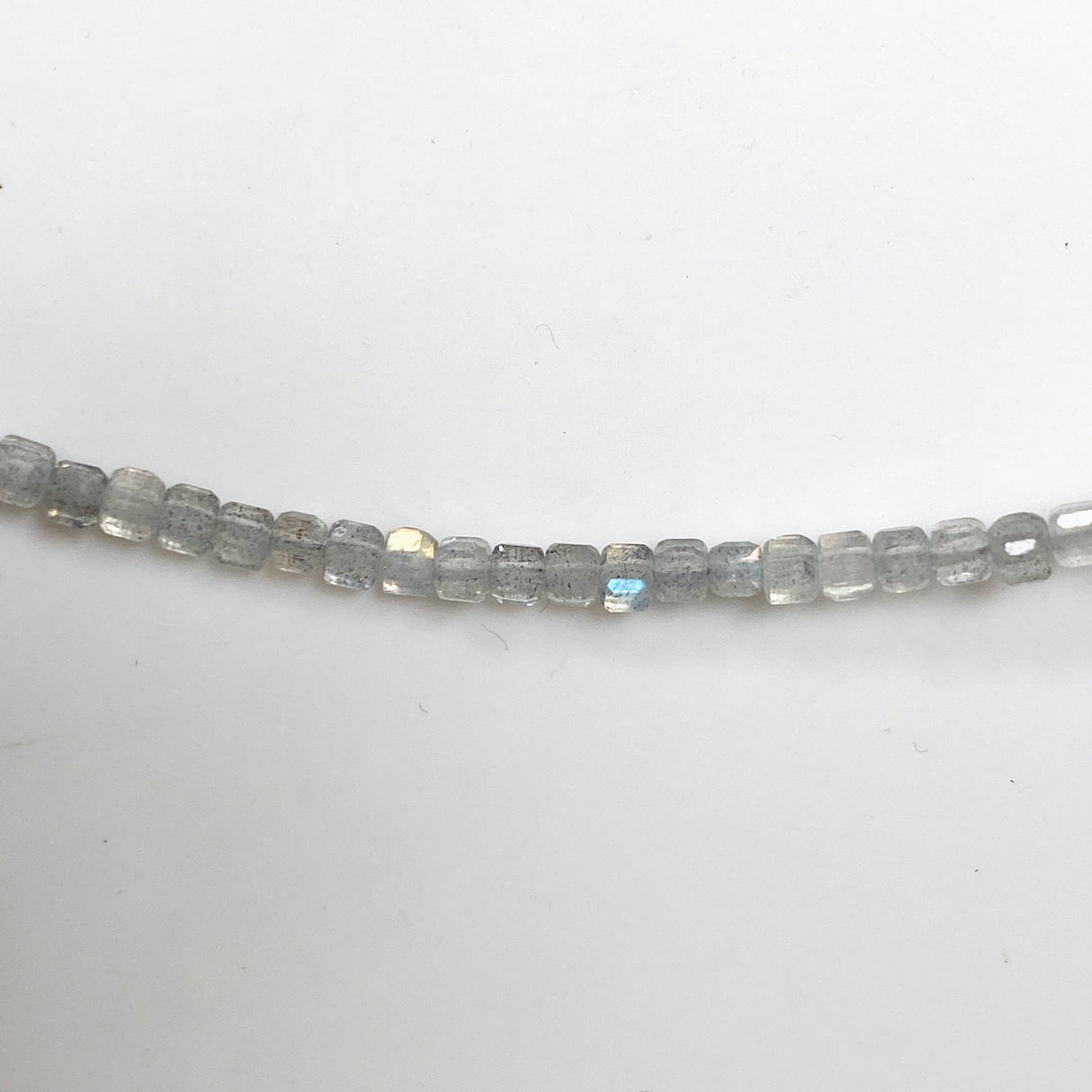 Micro Bead Necklace - Labradorite - Square Beads 2mm