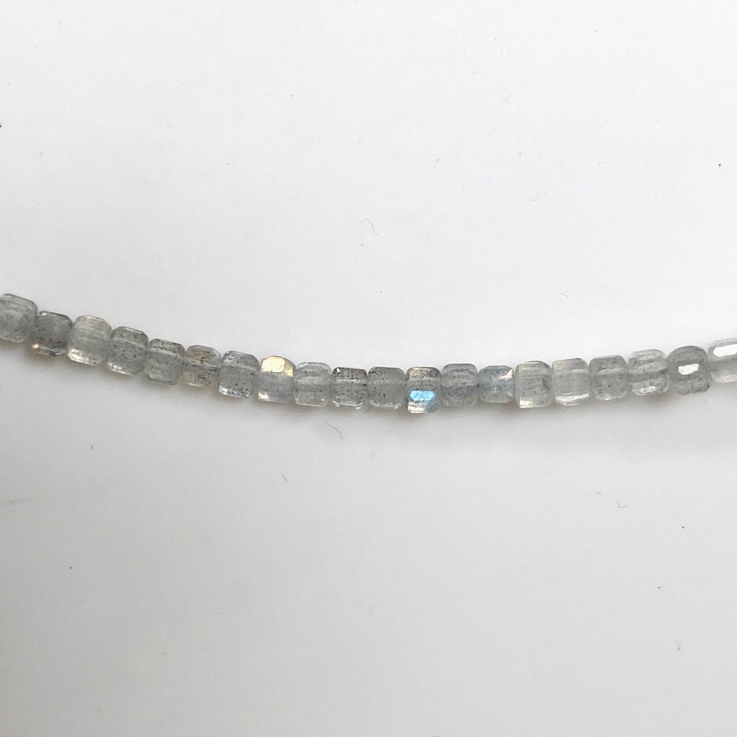 Micro Bead Necklace - Labradorite - Square Beads 2mm