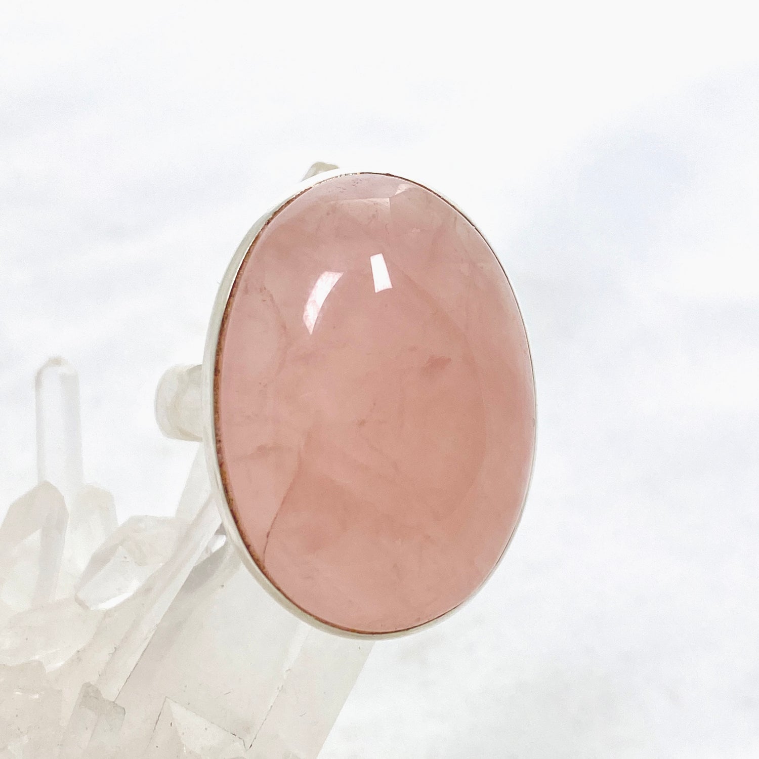 Rose Quartz Oval Cabochon Ring Size 12 PRGJ556