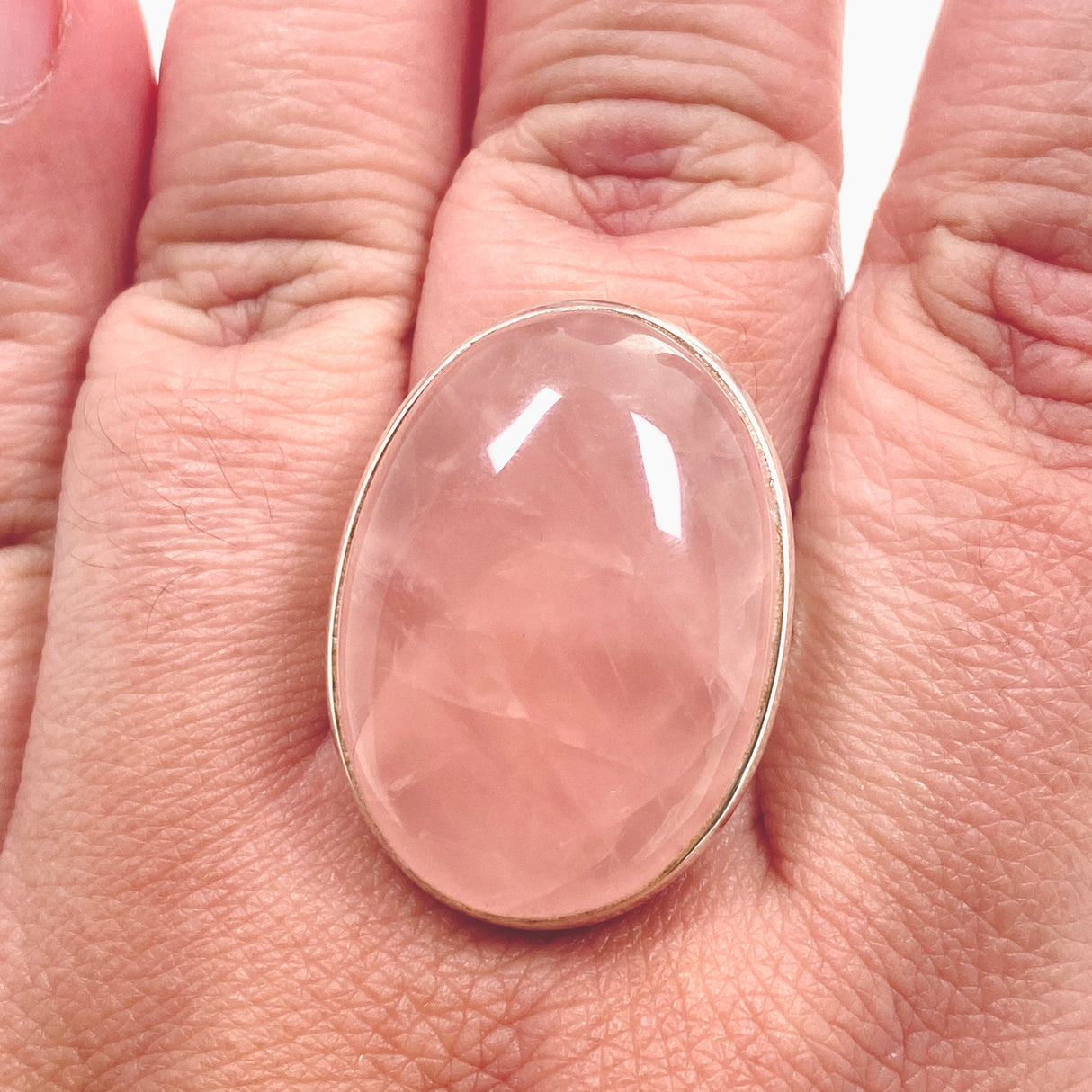 Rose Quartz Oval Cabochon Ring Size 12 PRGJ556