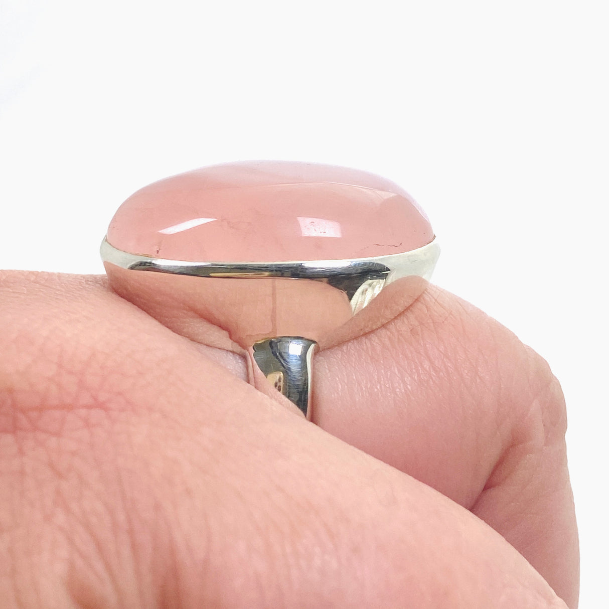Rose Quartz Oval Cabochon Ring Size 12 PRGJ556