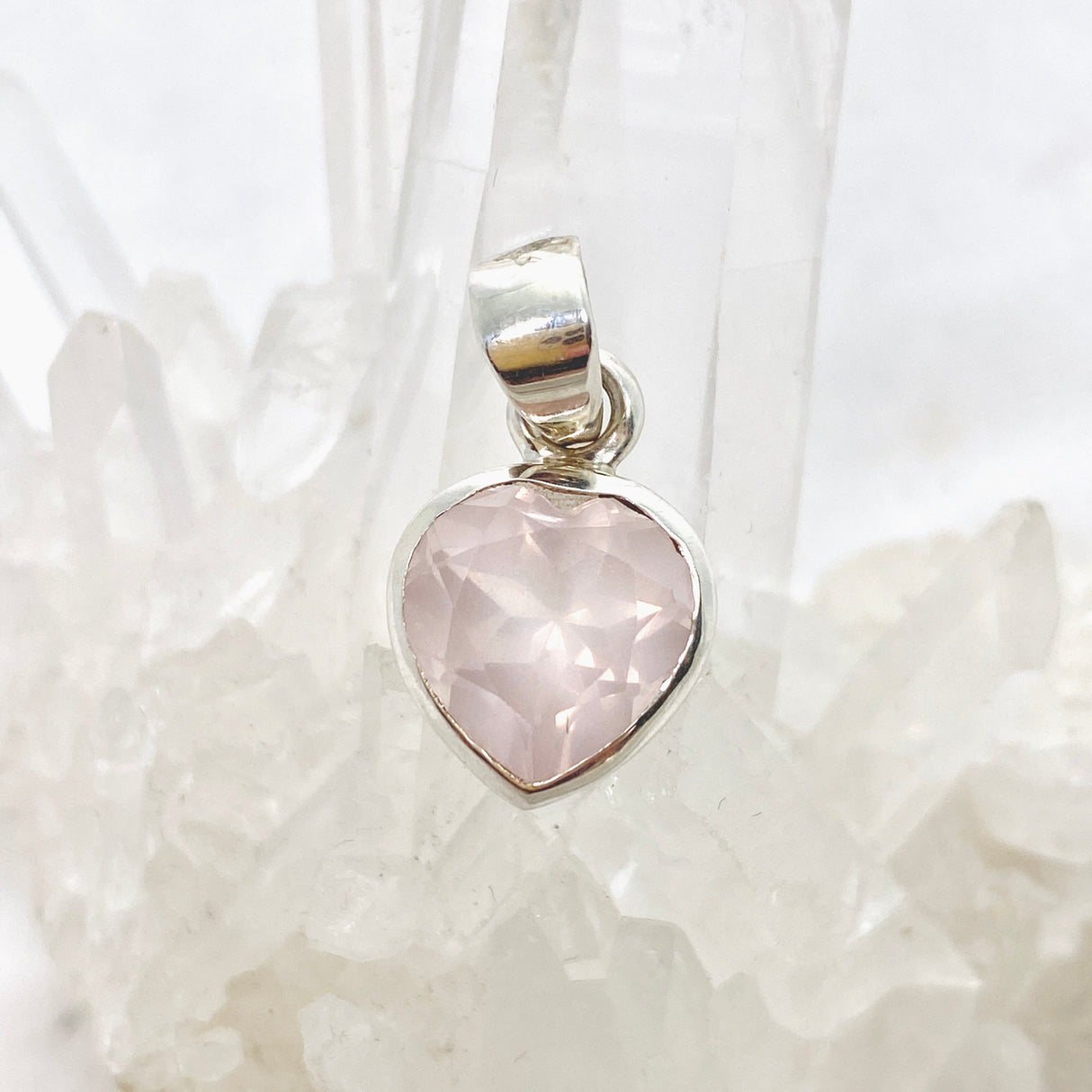 Rose Quartz Heart Faceted Pendant PPGJ810