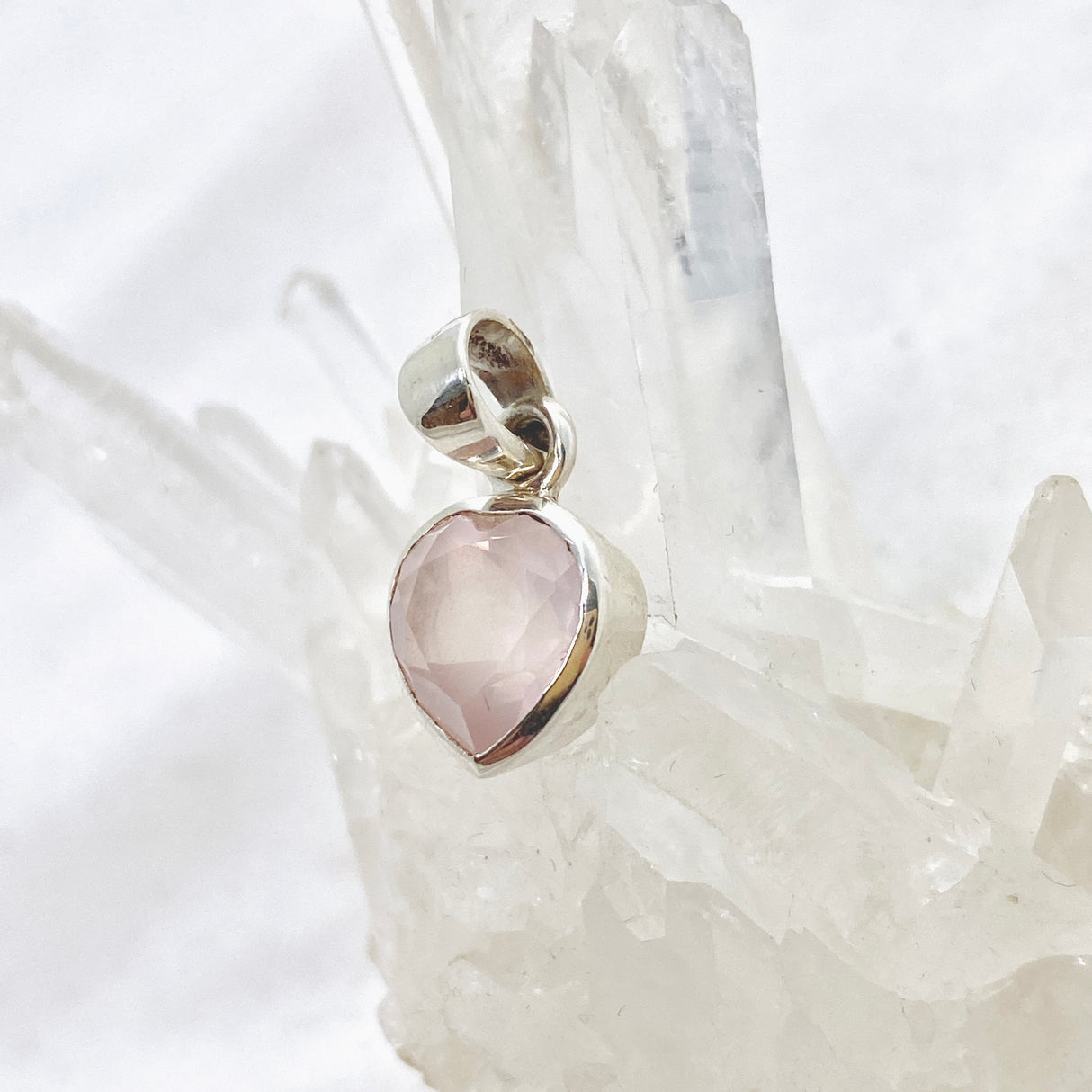 Rose Quartz Heart Faceted Pendant PPGJ810