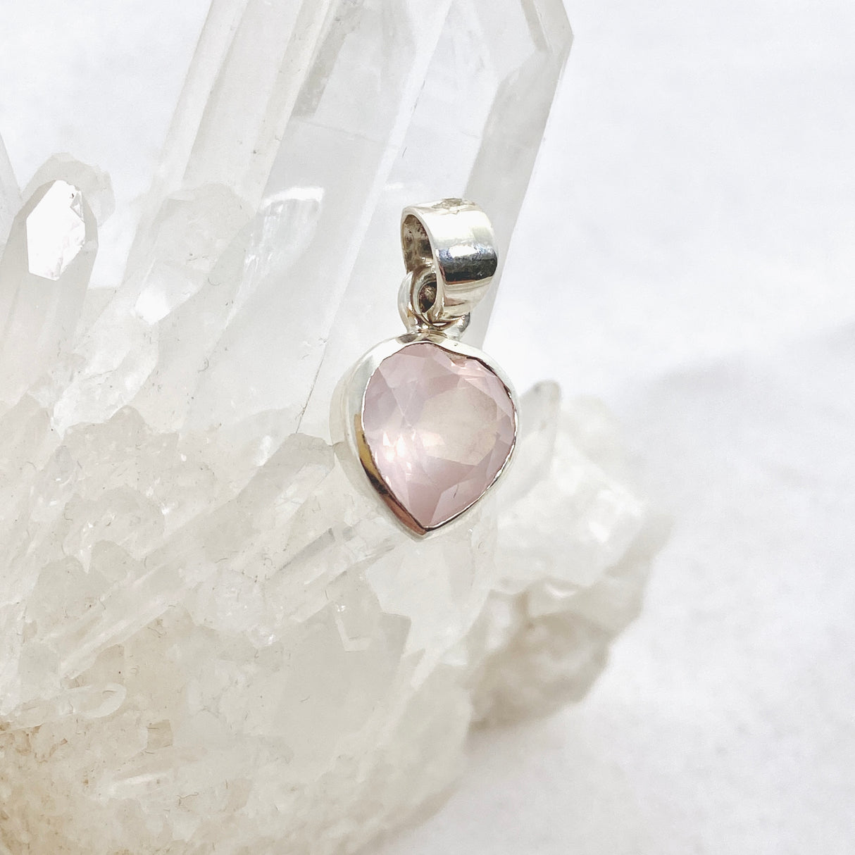 Rose Quartz Heart Faceted Pendant PPGJ810