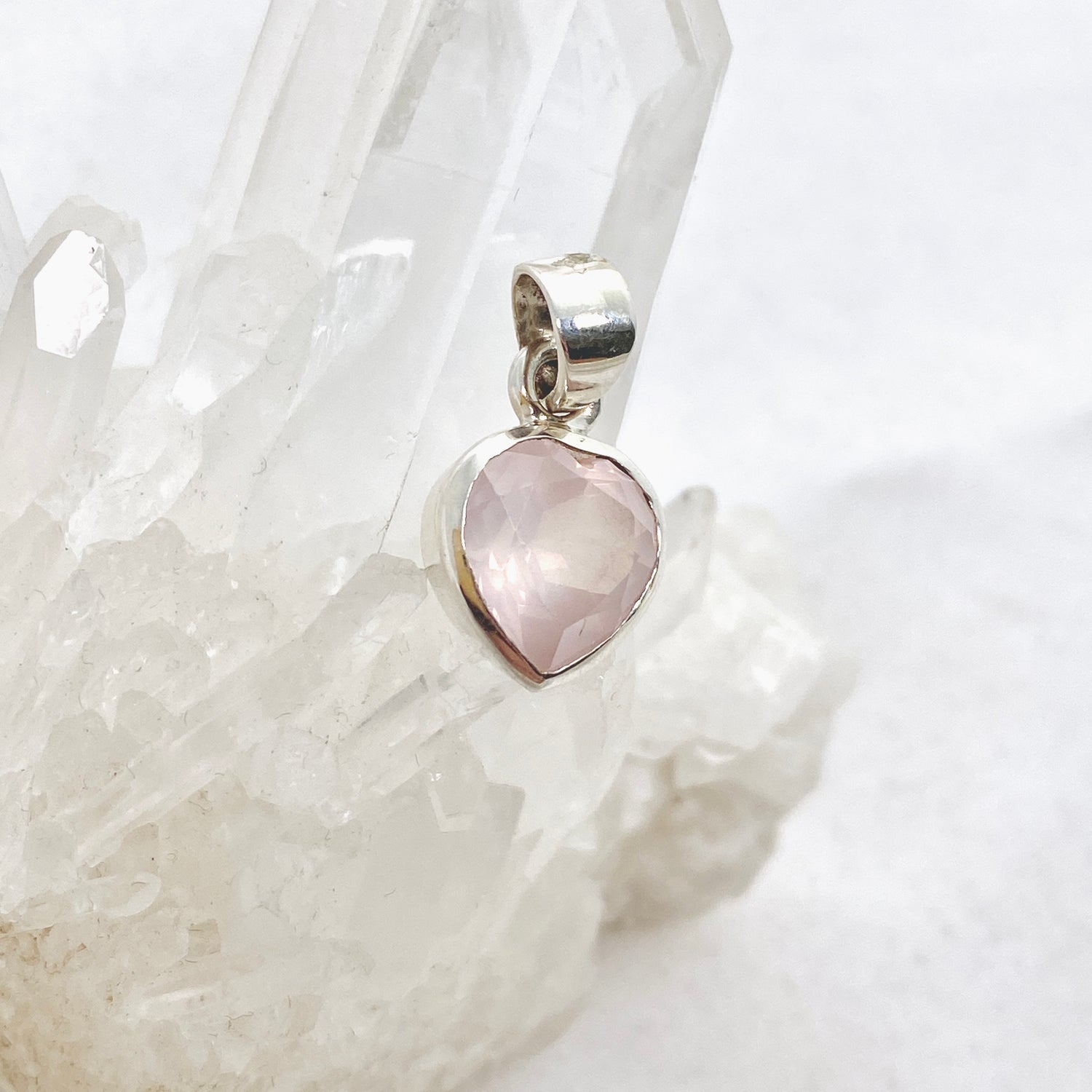 Rose Quartz Heart Faceted Pendant PPGJ810