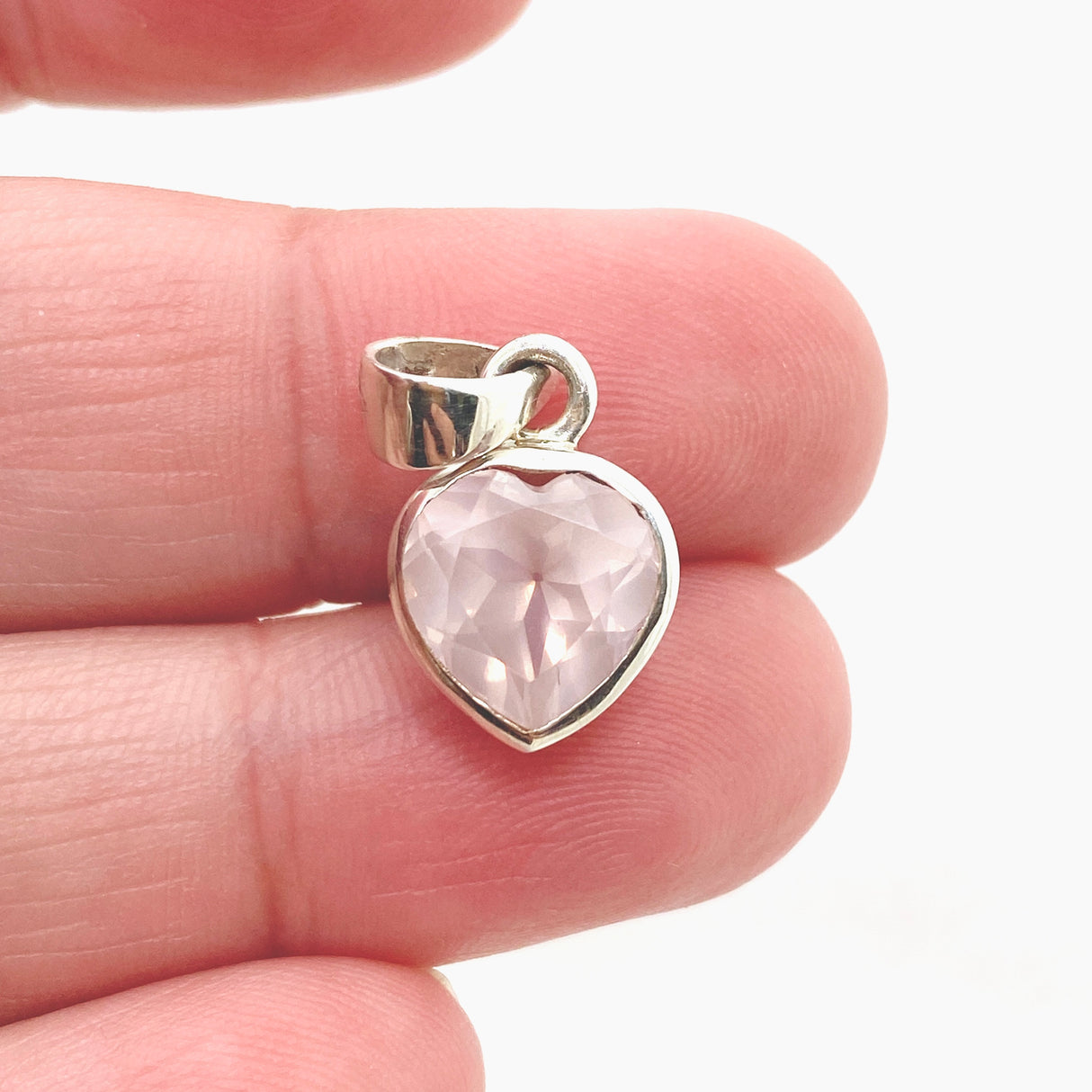 Rose Quartz Heart Faceted Pendant PPGJ810