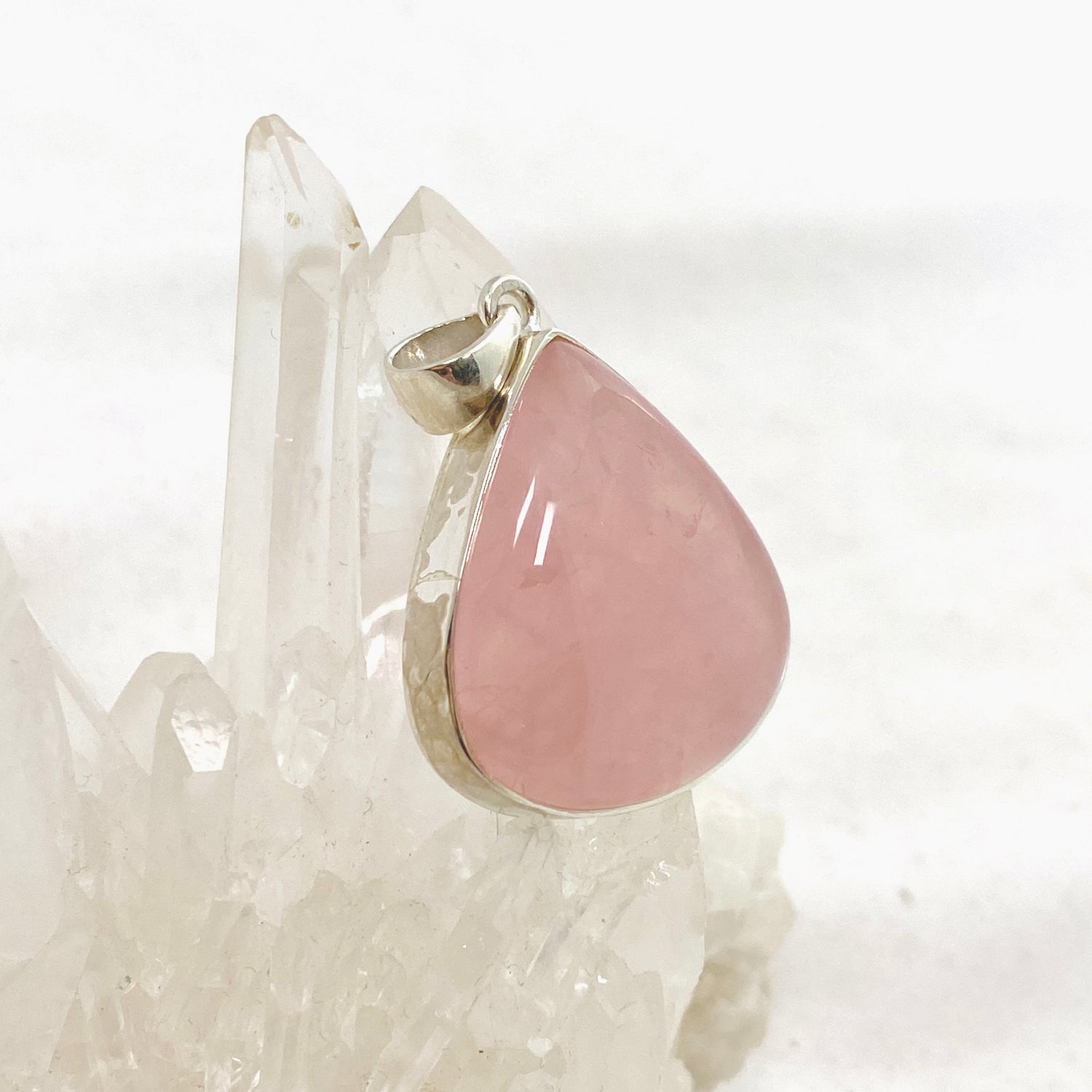 Rose Quartz Teardrop Cabochon Pendant KPGJ4689