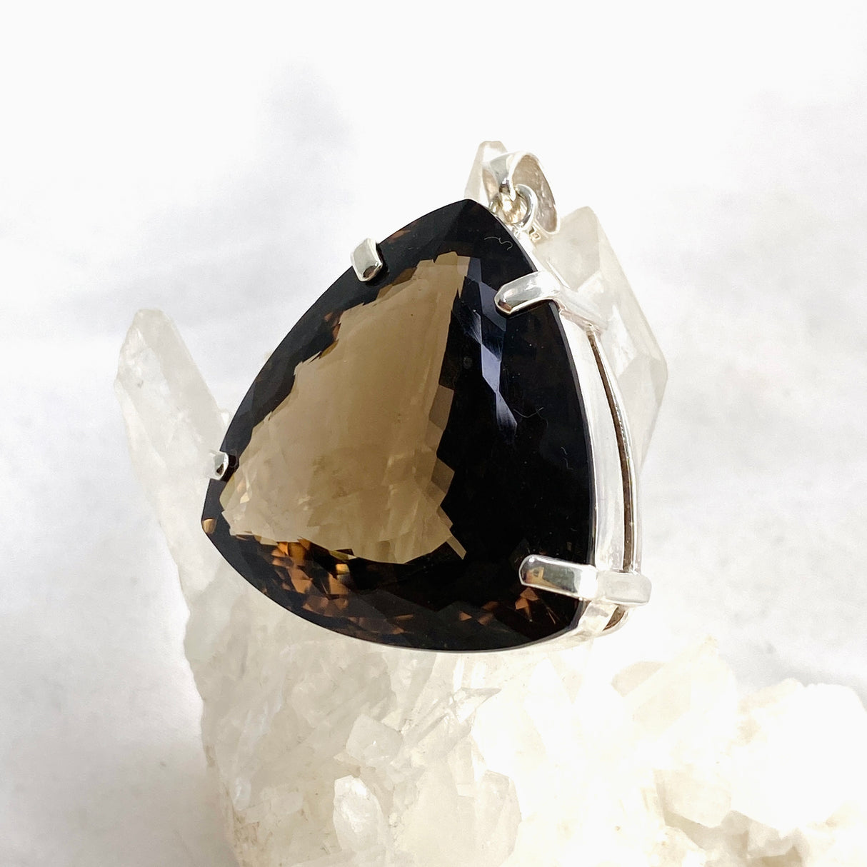 Smokey Quartz Trillion Faceted Pendant KPGJ4736