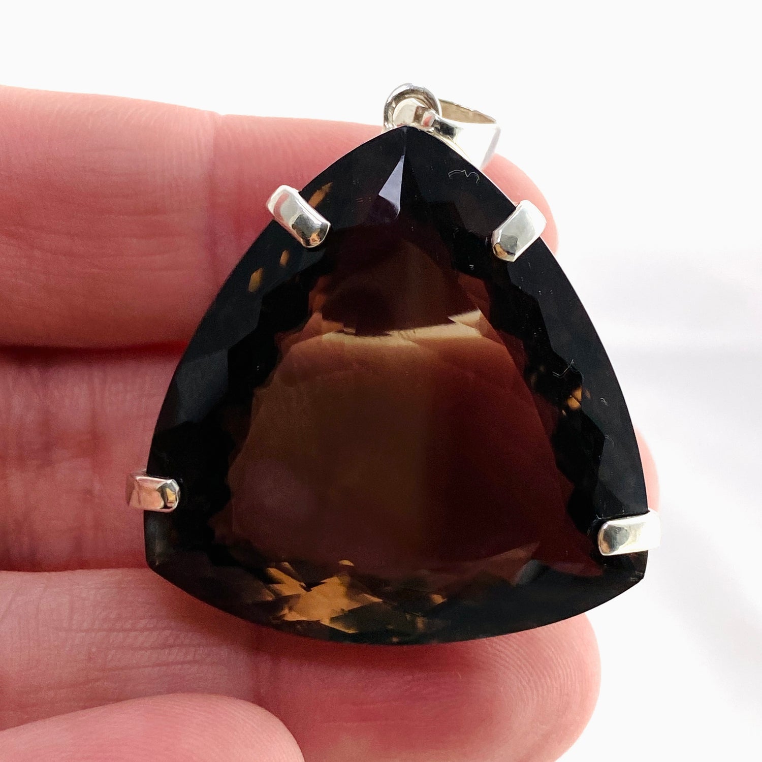 Smokey Quartz Trillion Faceted Pendant KPGJ4736