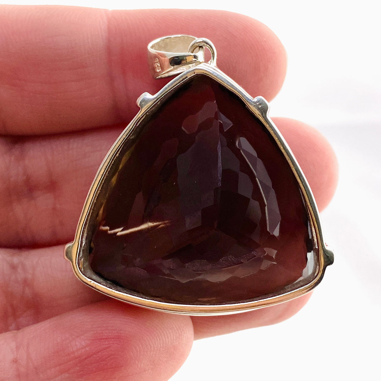 Smokey Quartz Trillion Faceted Pendant KPGJ4736