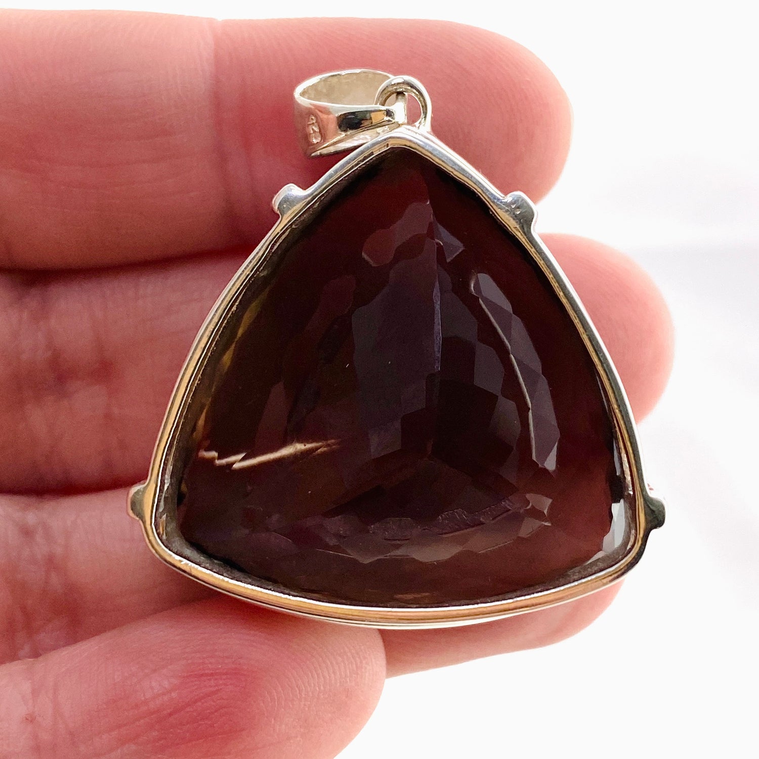 Smokey Quartz Trillion Faceted Pendant KPGJ4736