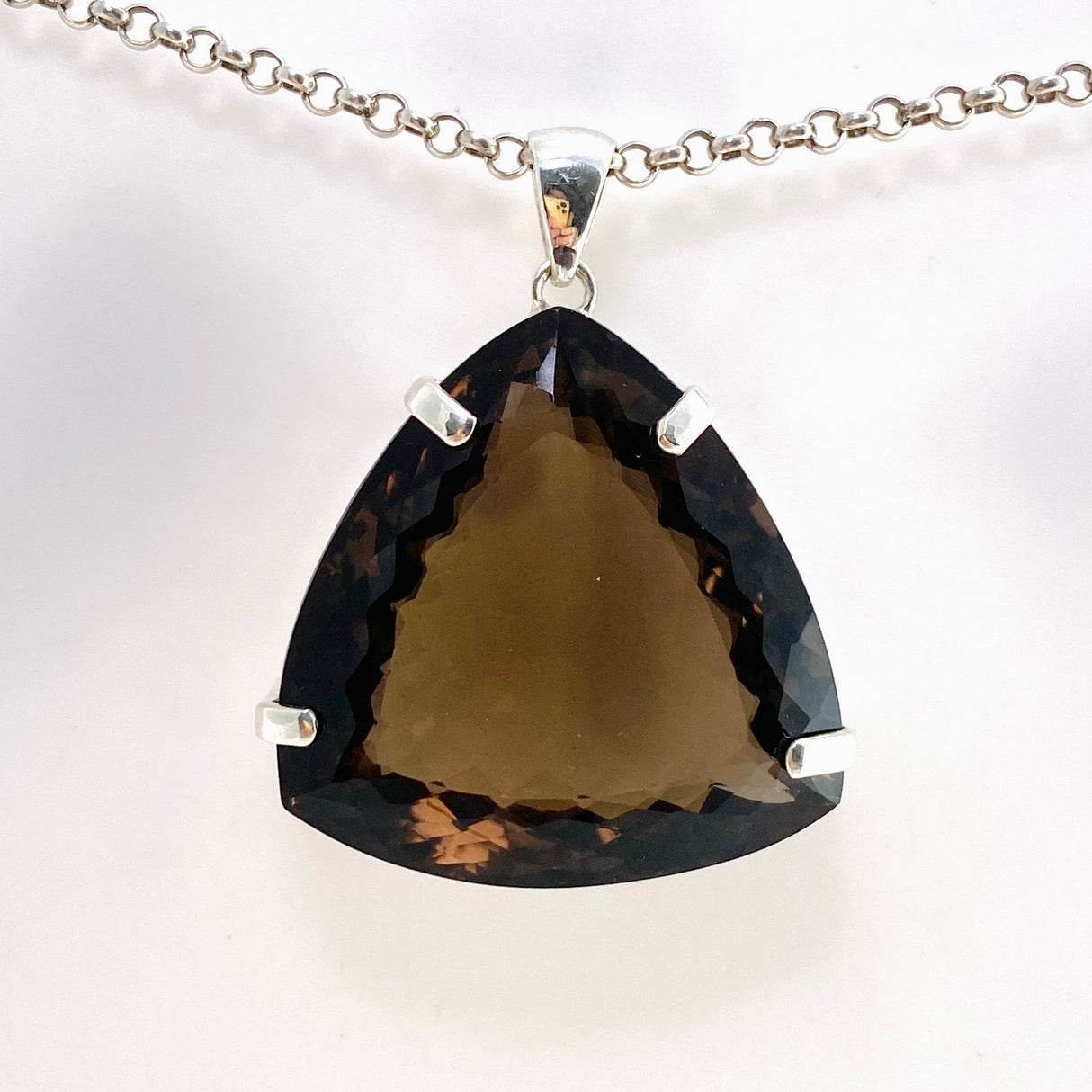 Smokey Quartz Trillion Faceted Pendant KPGJ4736