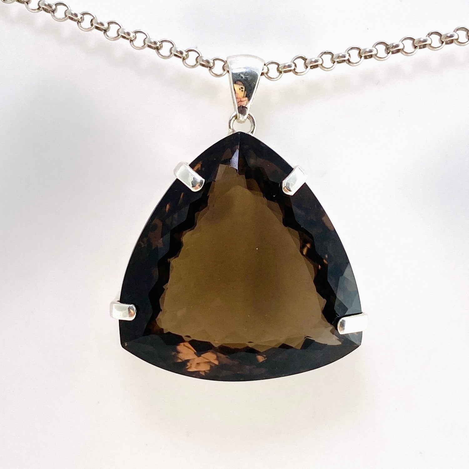 Smokey Quartz Trillion Faceted Pendant KPGJ4736