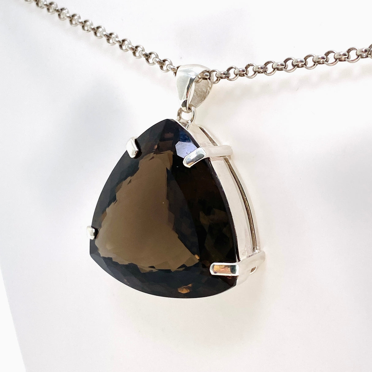 Smokey Quartz Trillion Faceted Pendant KPGJ4736