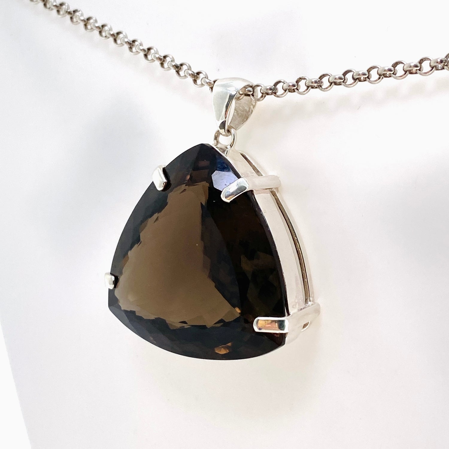 Smokey Quartz Trillion Faceted Pendant KPGJ4736