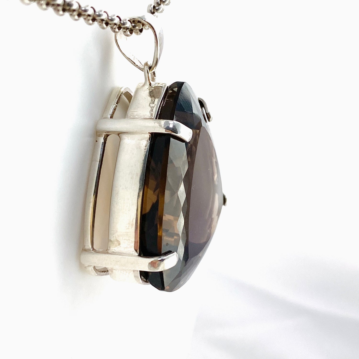 Smokey Quartz Trillion Faceted Pendant KPGJ4736