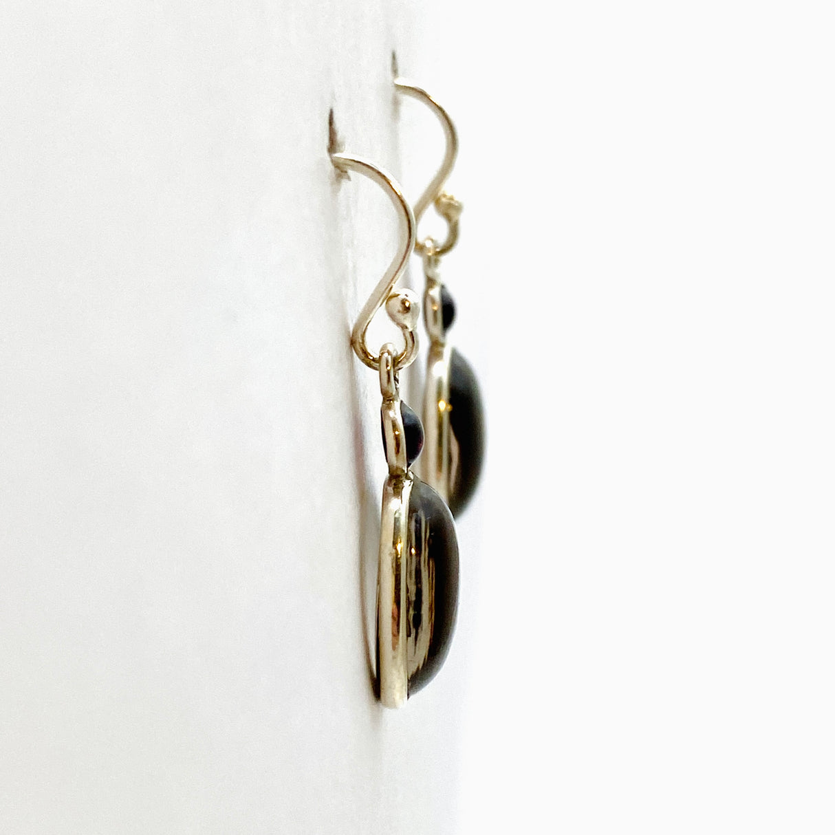 Smokey Quartz Oval Cabochon with Garnet Earrings KEGJ1549