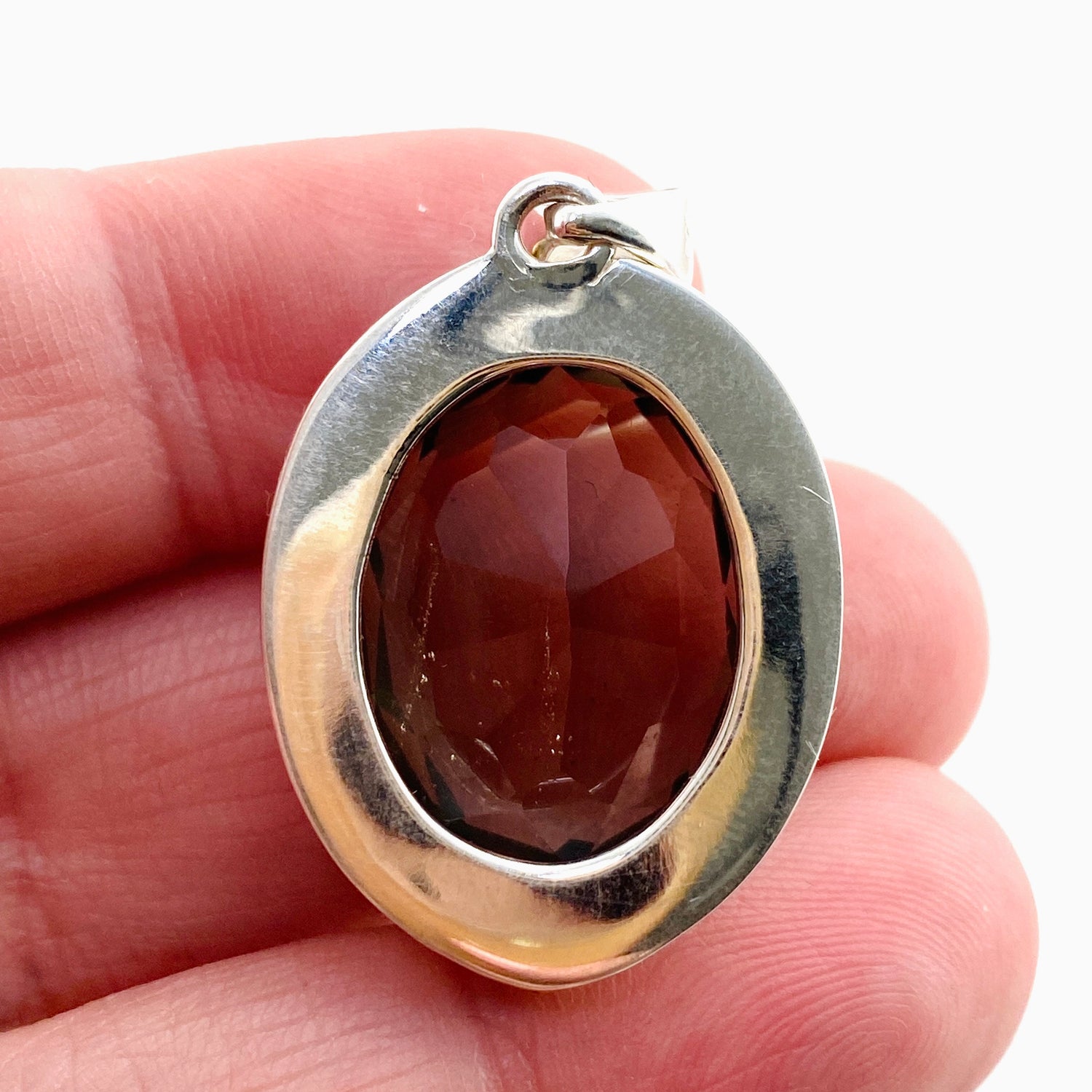 Smokey Quartz Oval Faceted Pendant in a Decorative Setting KPGJ4730