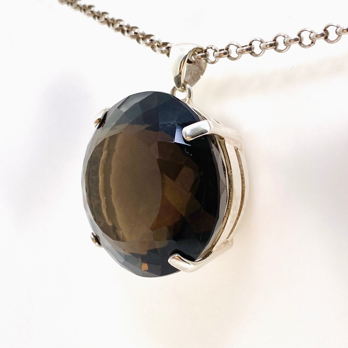 Smokey Quartz Round Faceted Pendant KPGJ4726