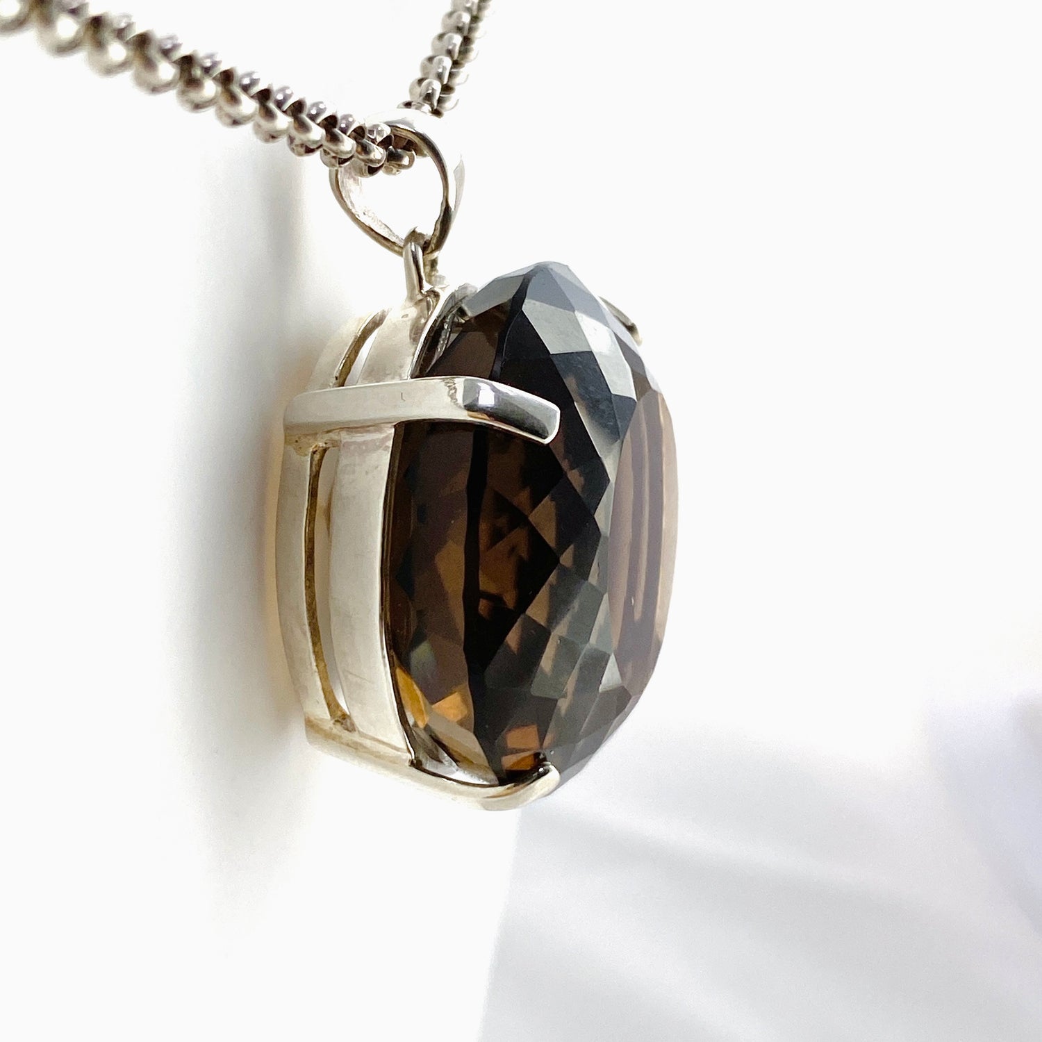 Smokey Quartz Round Faceted Pendant KPGJ4726