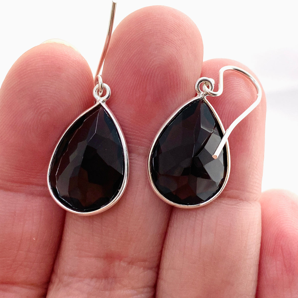 Smokey Quartz Teardrop Faceted Earrings KEGJ1552