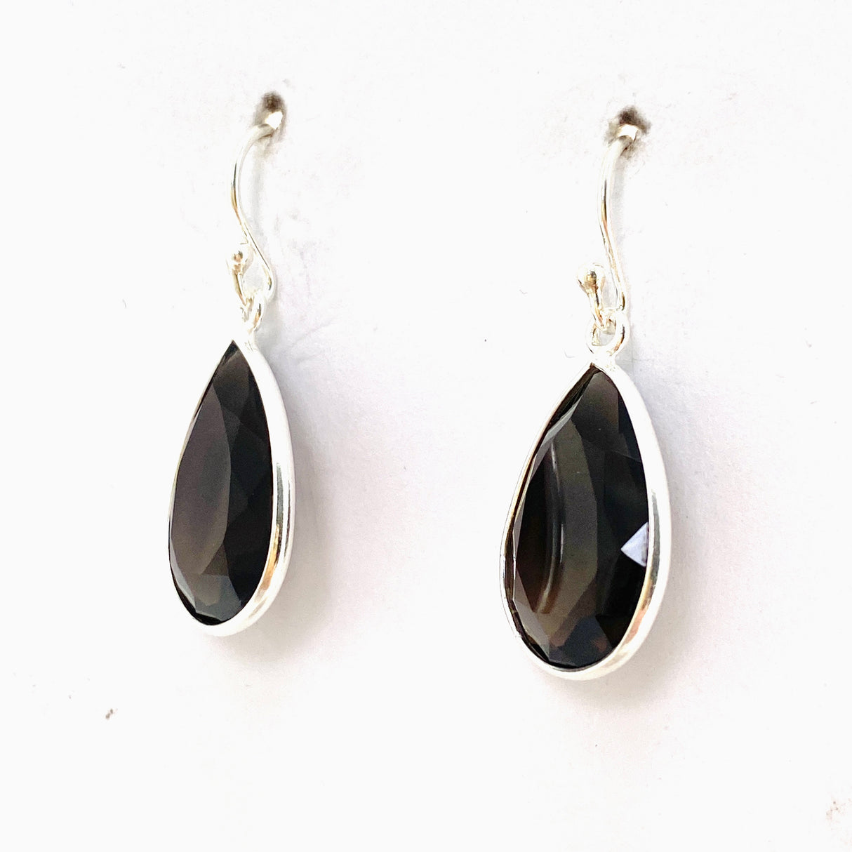 Smokey Quartz Teardrop Faceted Earrings KEGJ1552