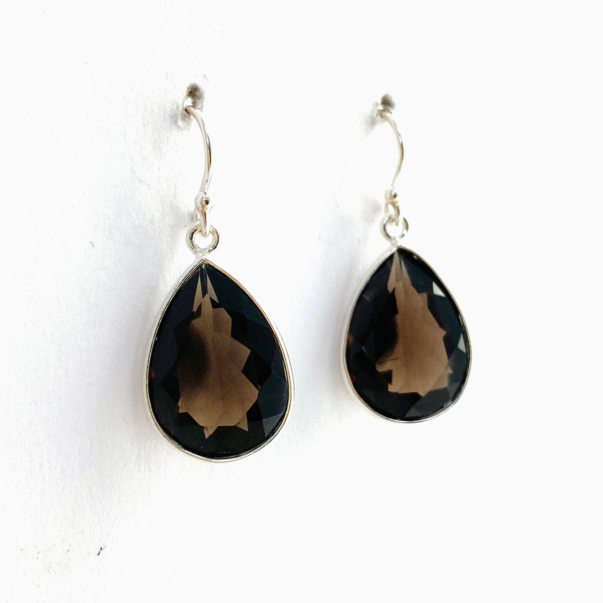 Smokey Quartz Teardrop Faceted Earrings KEGJ1552