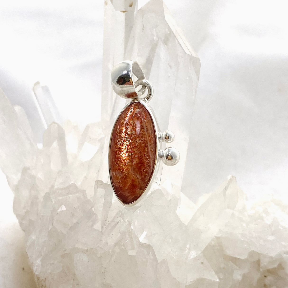 Sunstone Marquise Cabochon Pendant in a Decorative Setting KPGJ4691