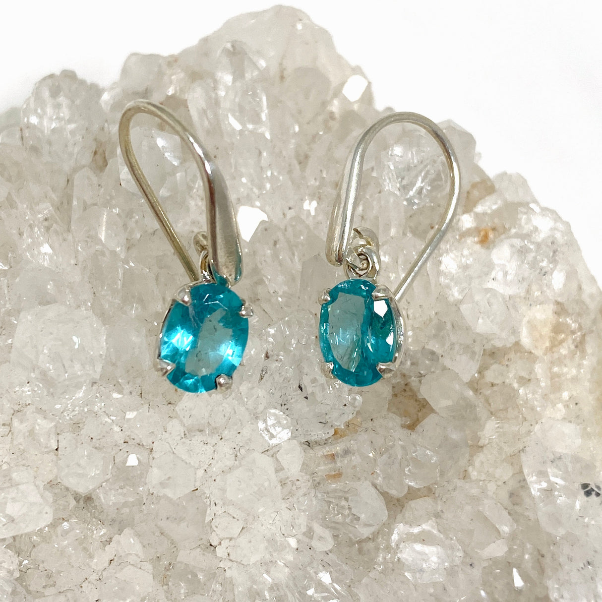 Teal Apatite Oval Faceted Earrings PEGJ175