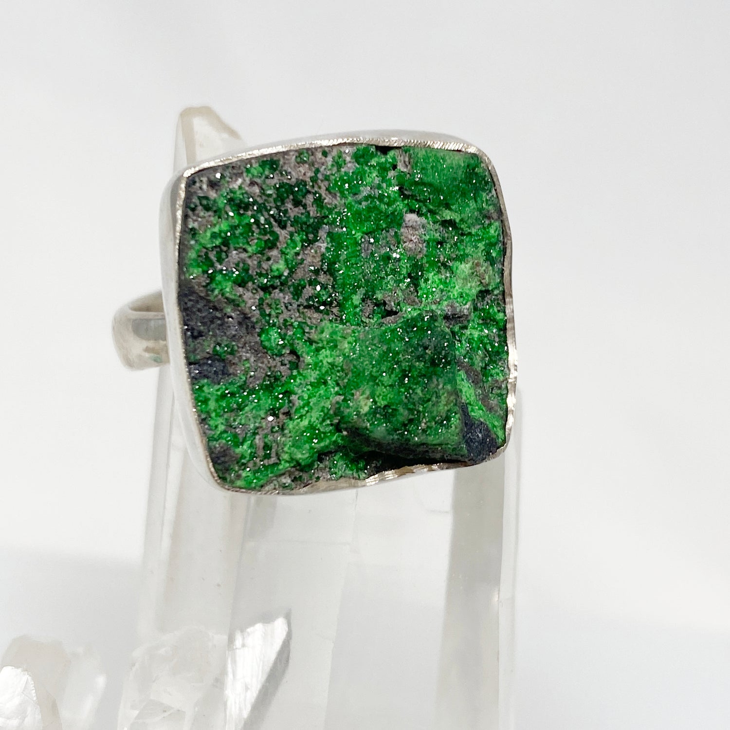 Uvarovite Square Ring Size 8 Adjustable SSGJ58