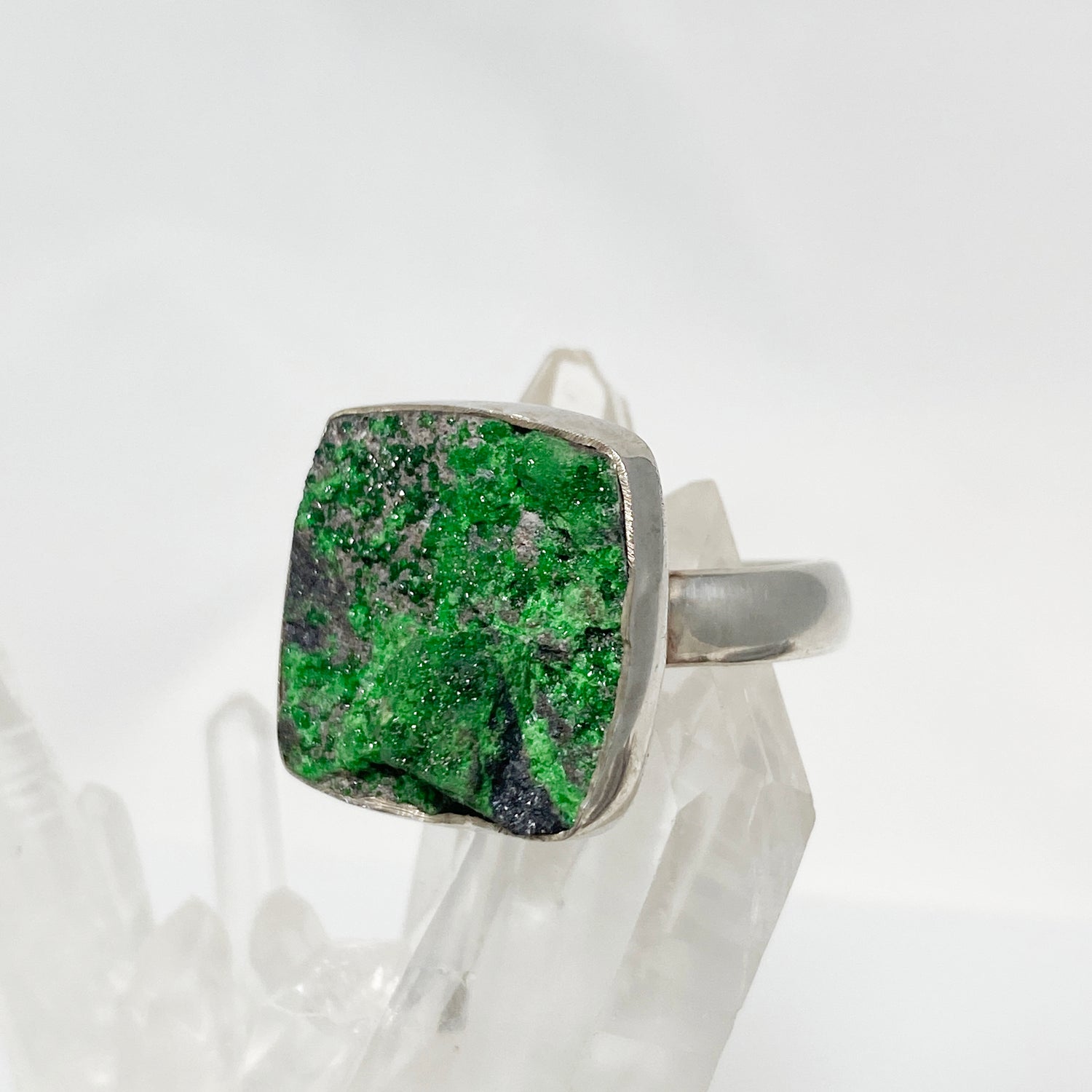 Uvarovite Square Ring Size 8 Adjustable SSGJ58
