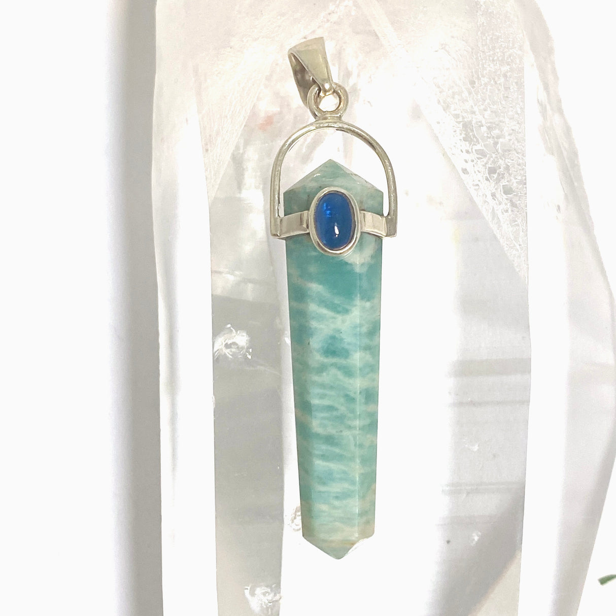 Amazonite Double Point Pendant with Kyanite Accent Stone PPGJ1232