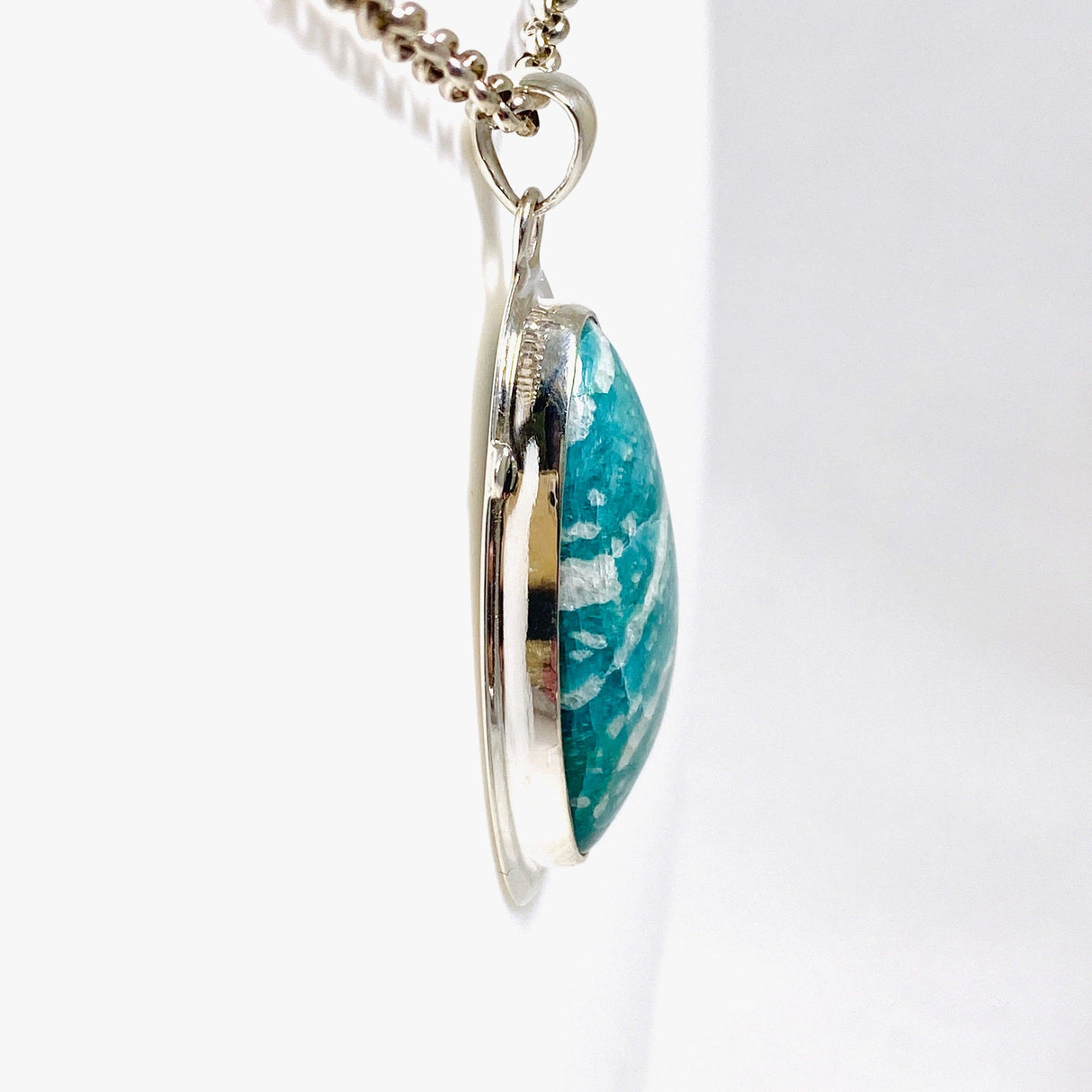 Amazonite freeform pendant with detailed setting KPGJ3756 - Nature's Magick