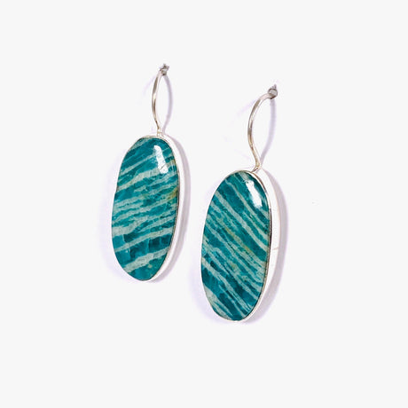 Amazonite oval fixed hook earrings KEGJ1320 - Nature's Magick