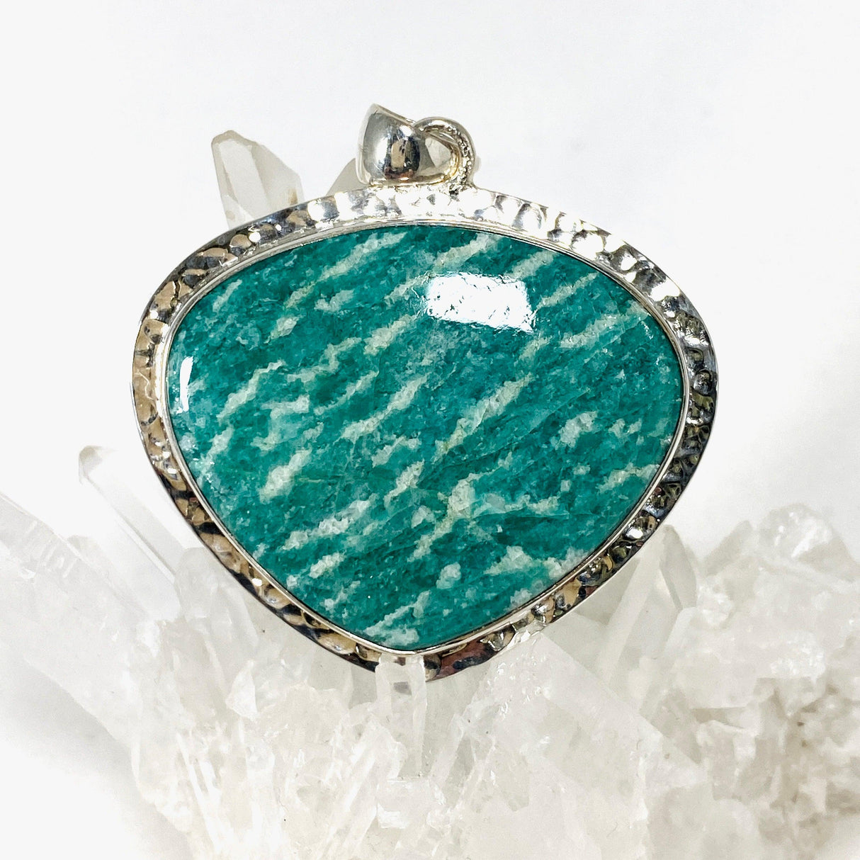 Amazonite teardrop pendant with a hammered setting KPGJ3753 - Nature's Magick