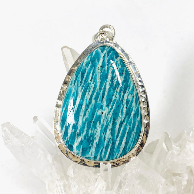 Amazonite teardrop pendant with a hammered setting KPGJ3754 - Nature's Magick