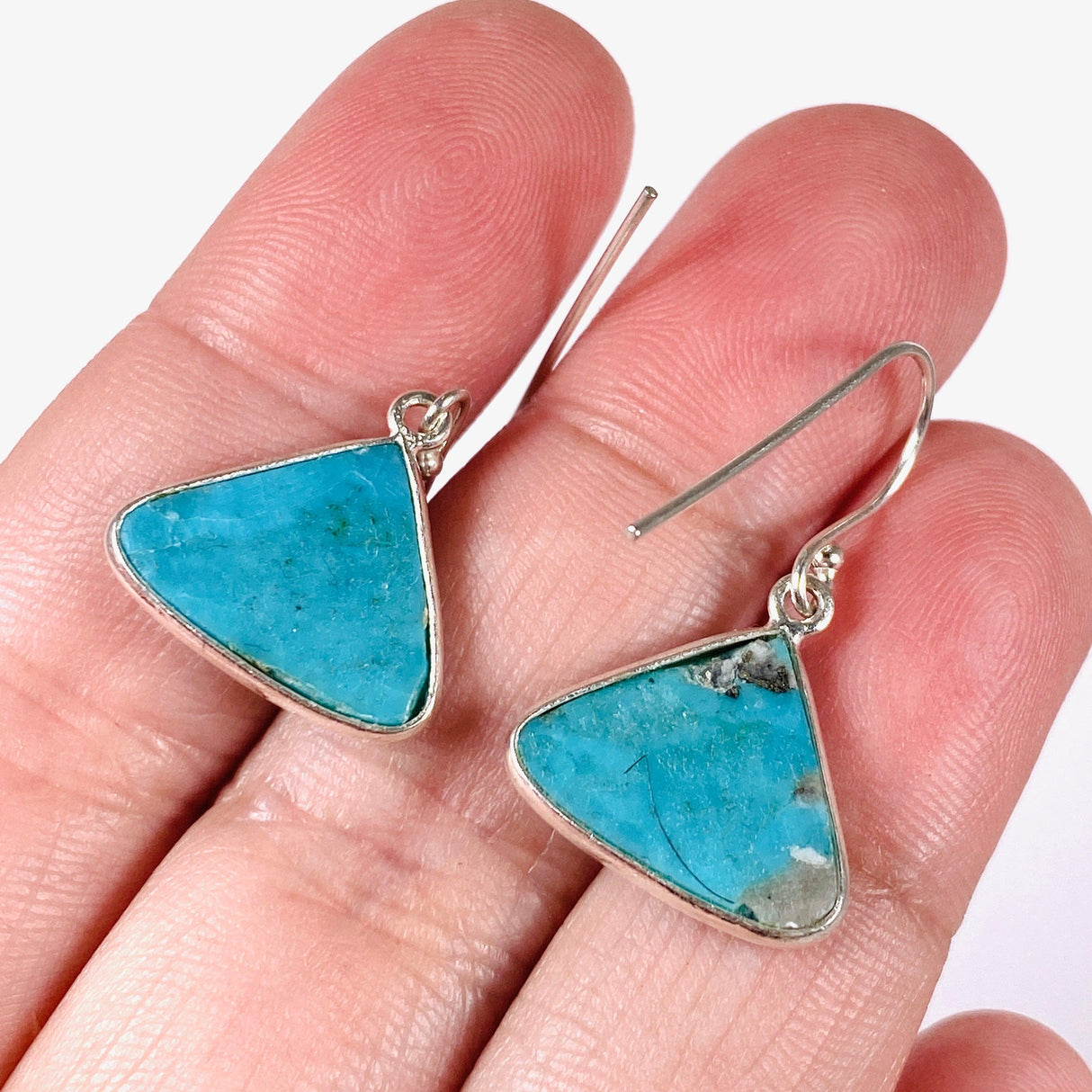 American Turquoise Triangular Earrings KEGJ1429 - Nature's Magick