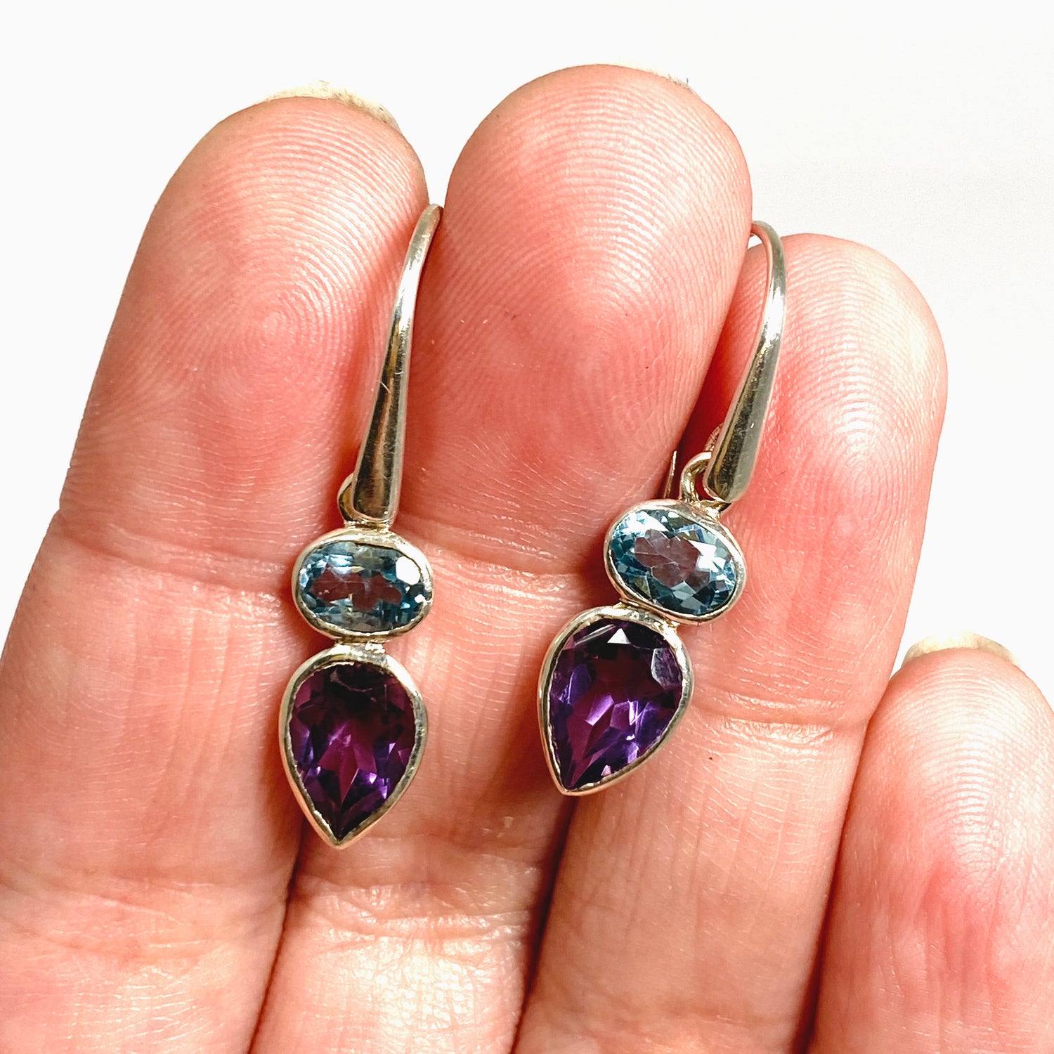 Amethyst and Blue Topaz Faceted Multi-stone Earrings PEGJ395