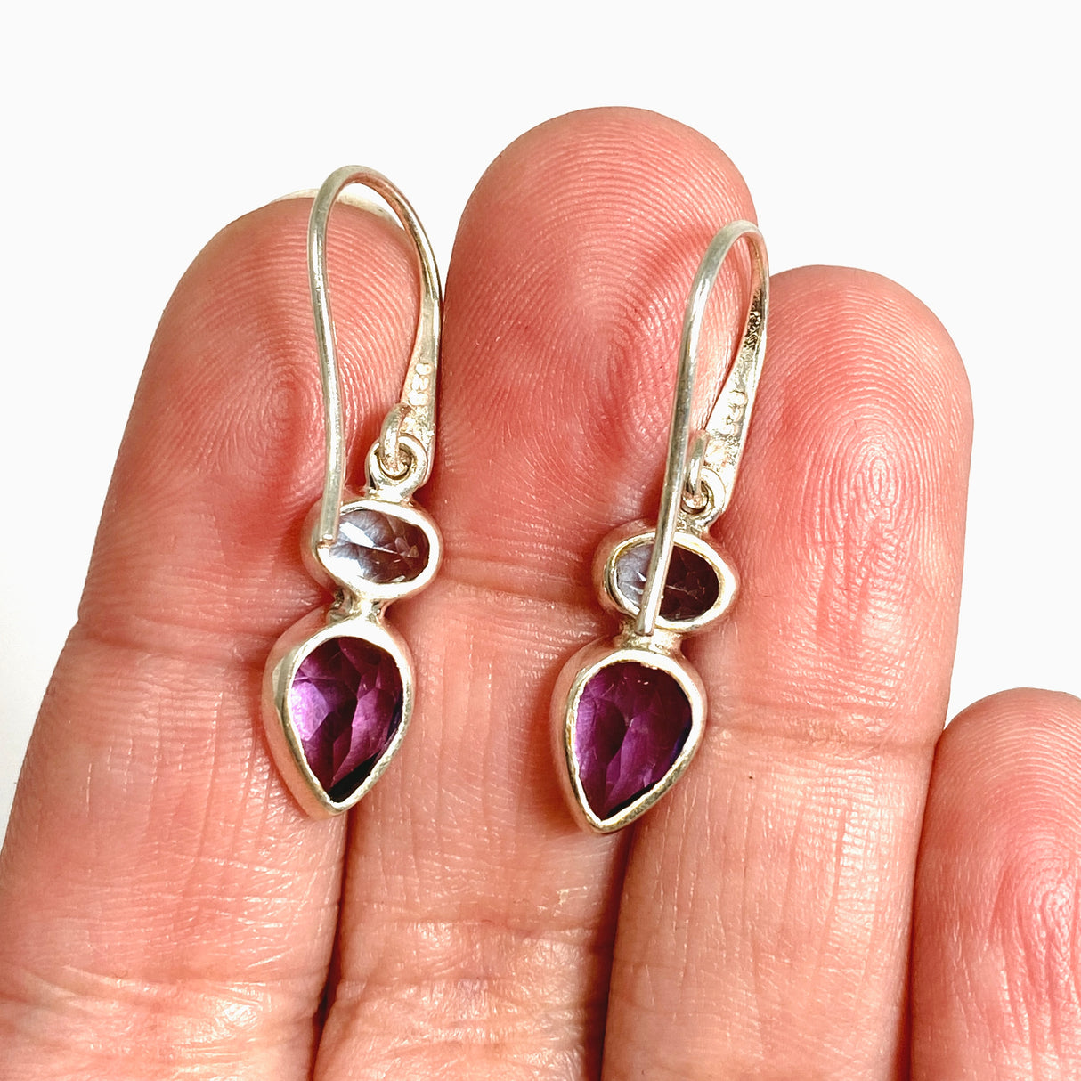 Amethyst and Blue Topaz Faceted Multi-stone Earrings PEGJ395