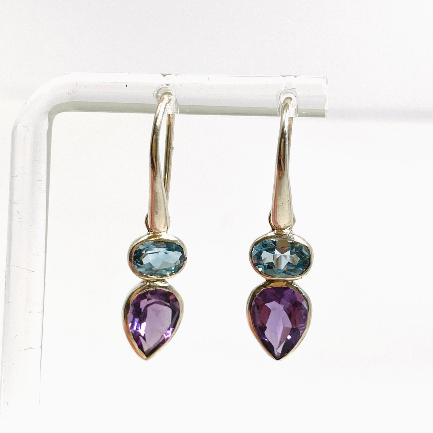 Amethyst and Blue Topaz Faceted Multi-stone Earrings PEGJ395