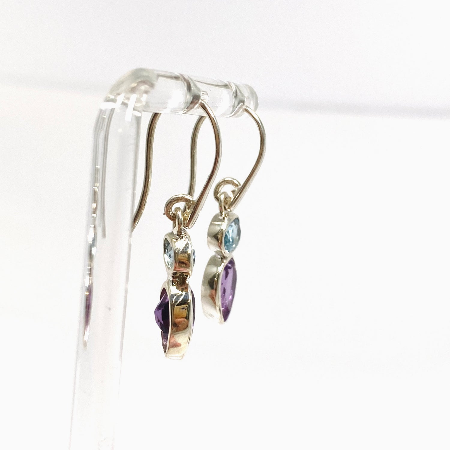 Amethyst and Blue Topaz Faceted Multi-stone Earrings PEGJ395