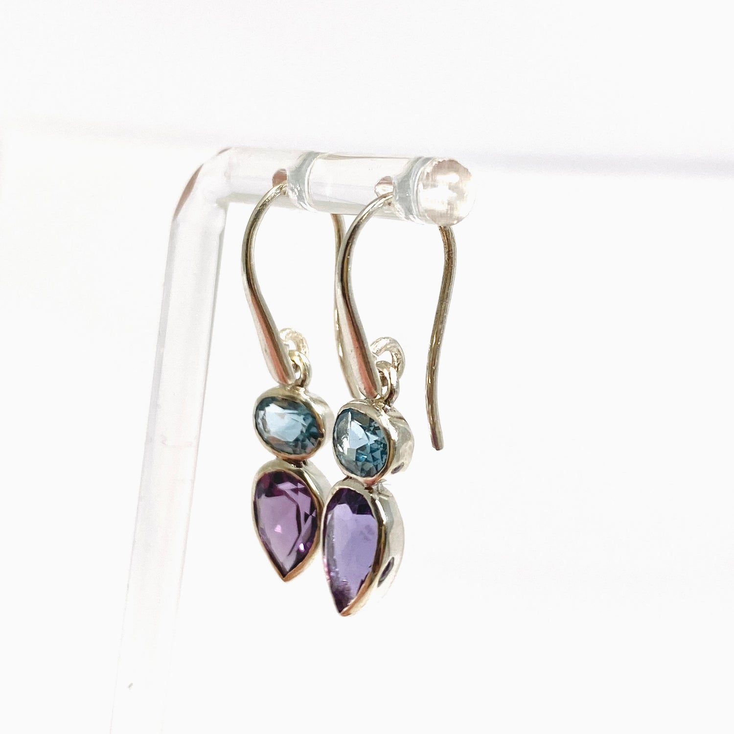 Amethyst and Blue Topaz Faceted Multi-stone Earrings PEGJ395