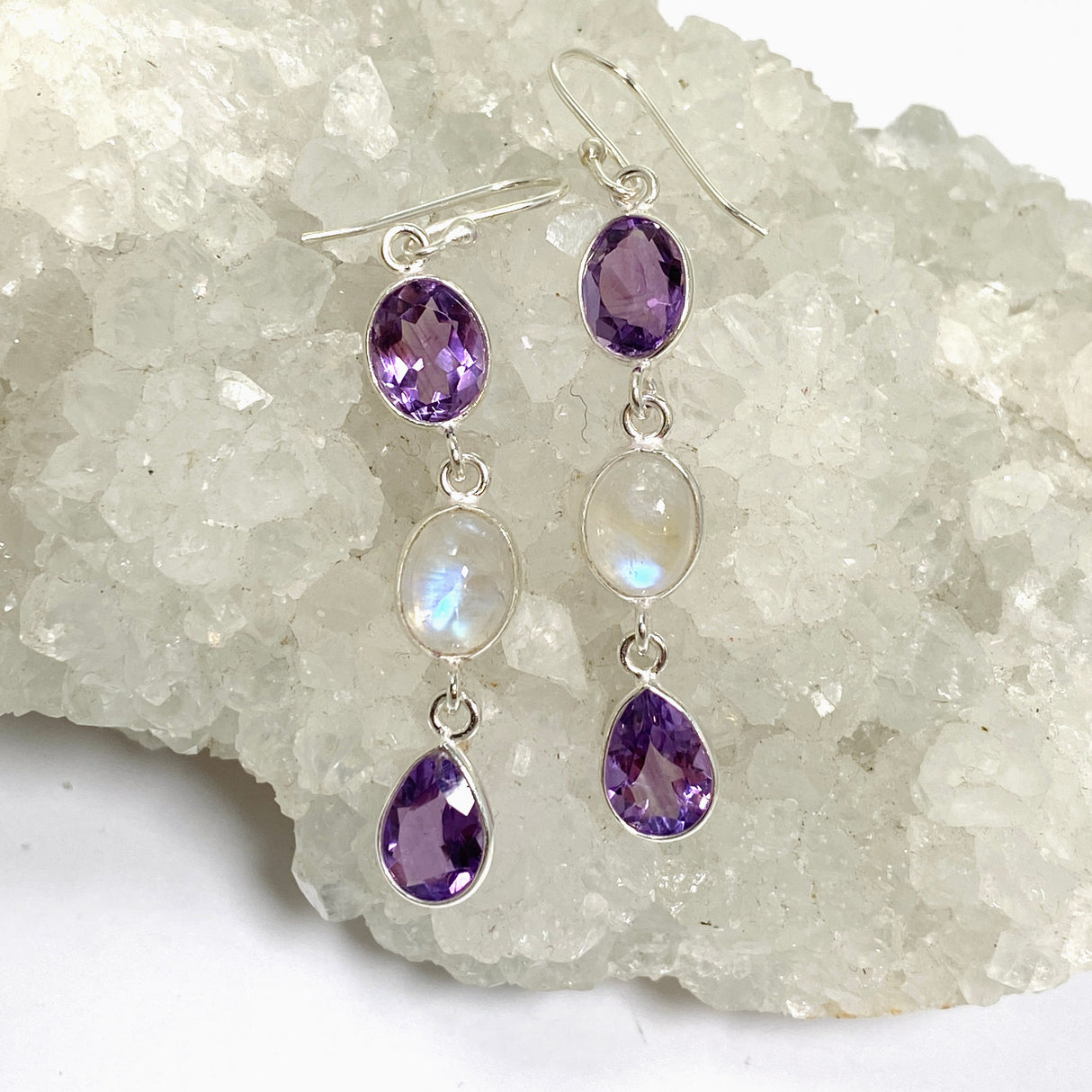 Amethyst and Moonstone Multi-stone Earrings F190