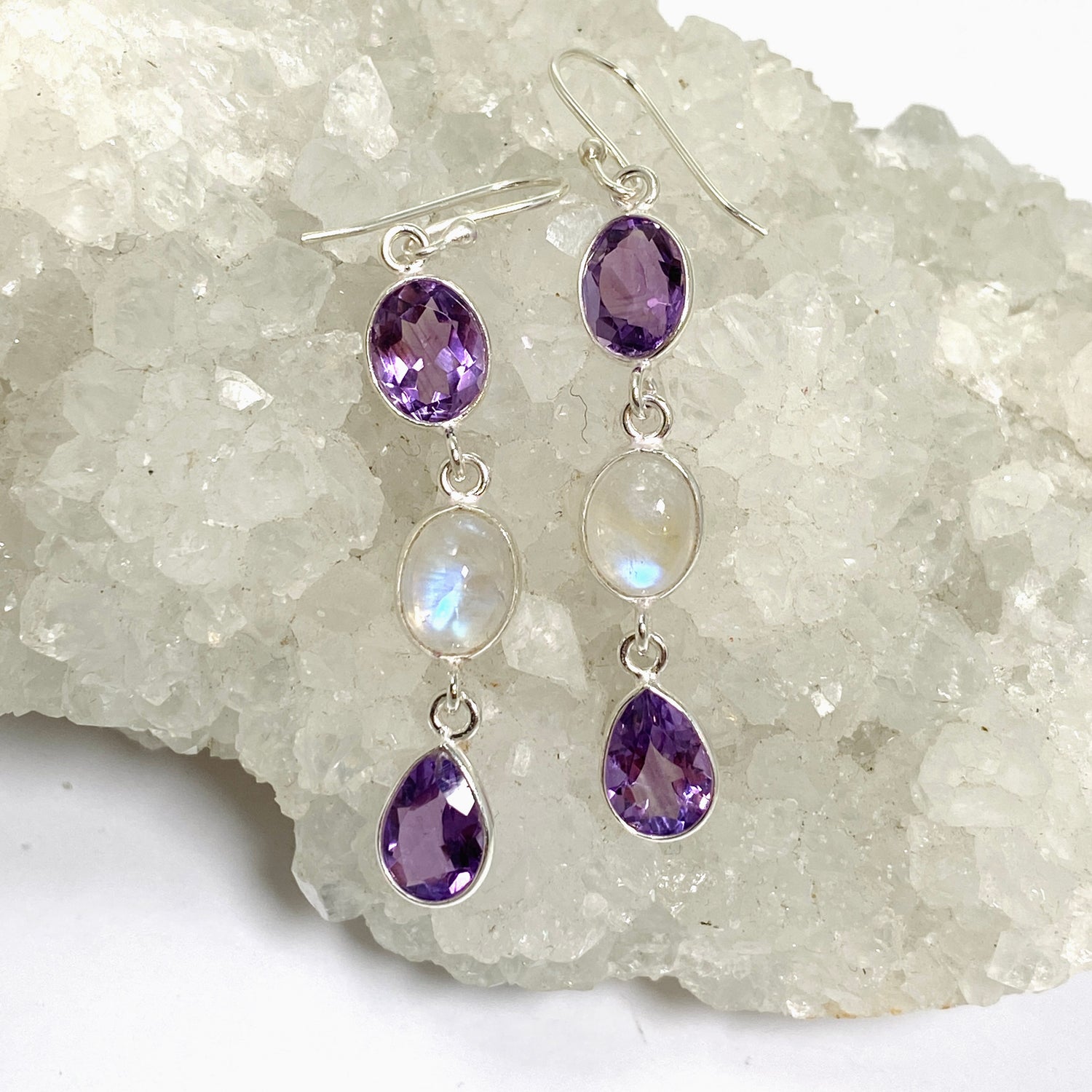 Amethyst and Moonstone Multi-stone Earrings F190