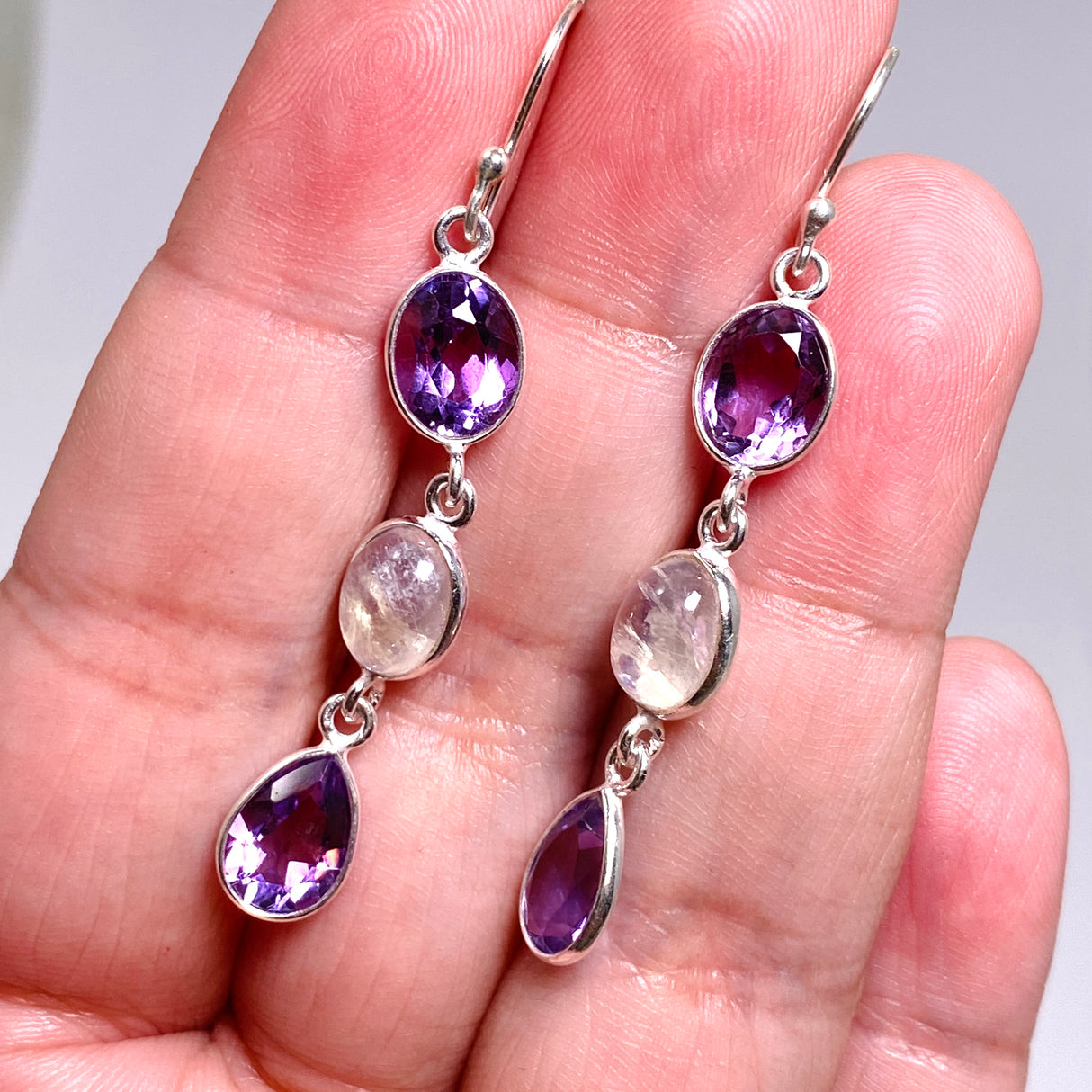 Amethyst and Moonstone Multi-stone Earrings F190