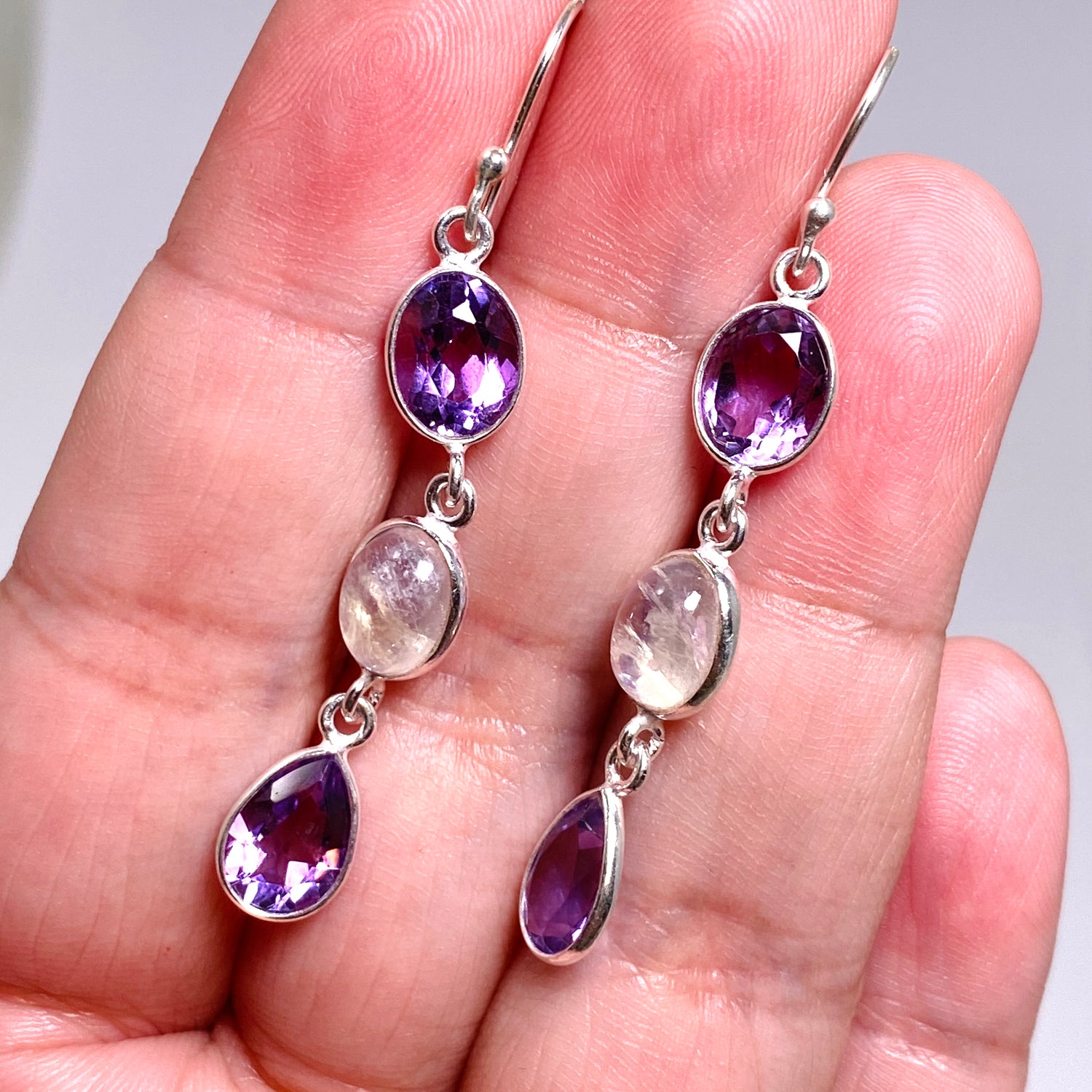 Amethyst and Moonstone Multi-stone Earrings F190