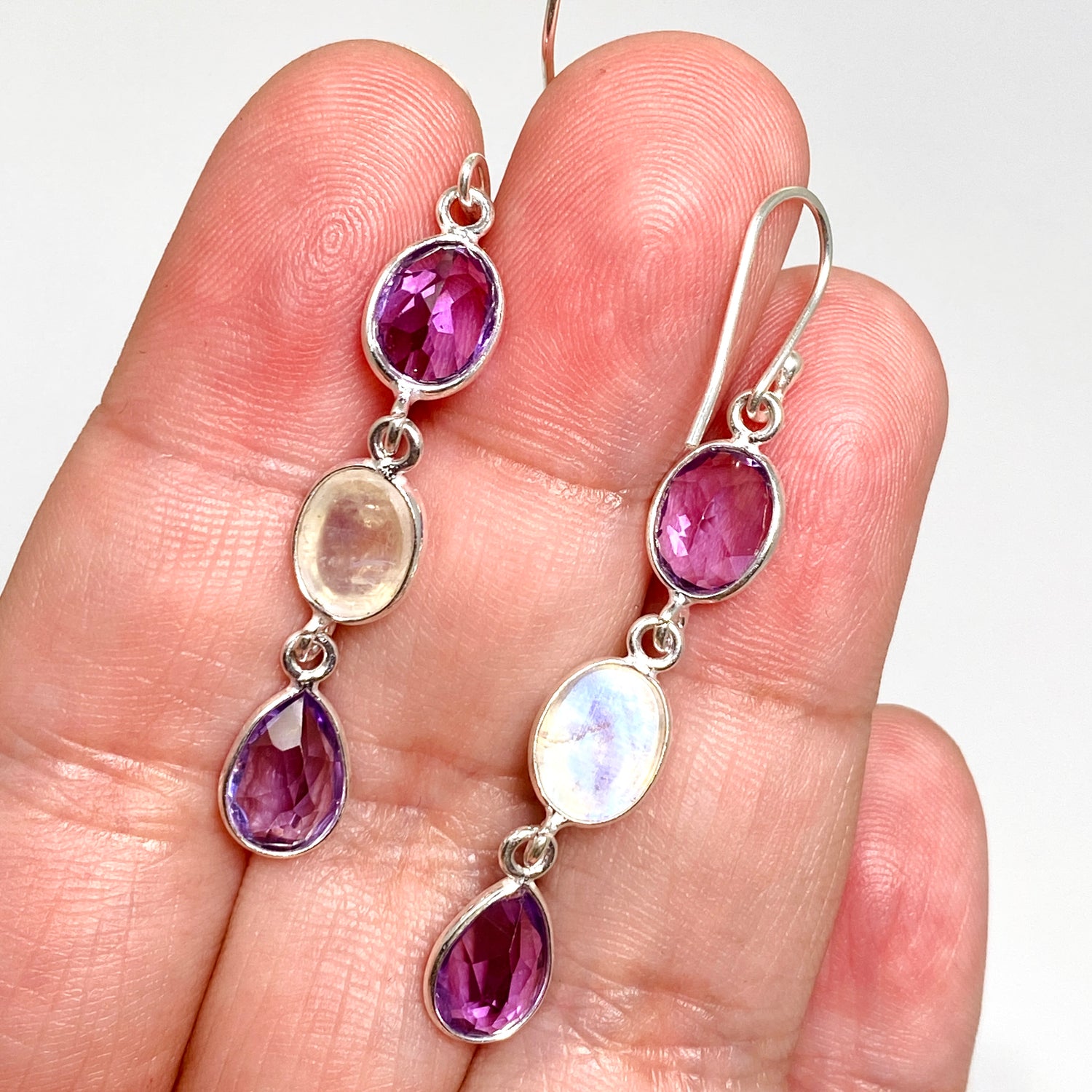 Amethyst and Moonstone Multi-stone Earrings F190