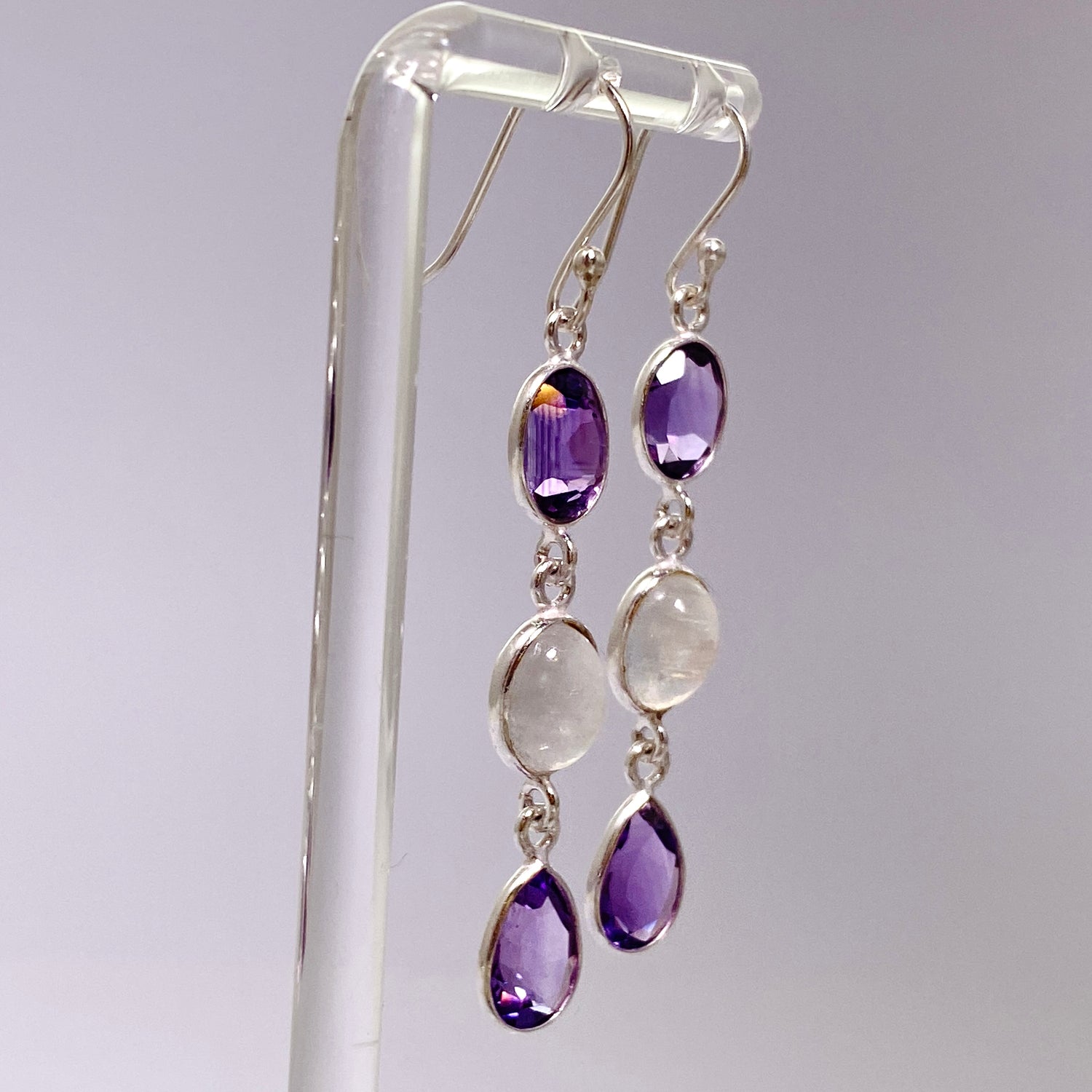 Amethyst and Moonstone Multi-stone Earrings F190